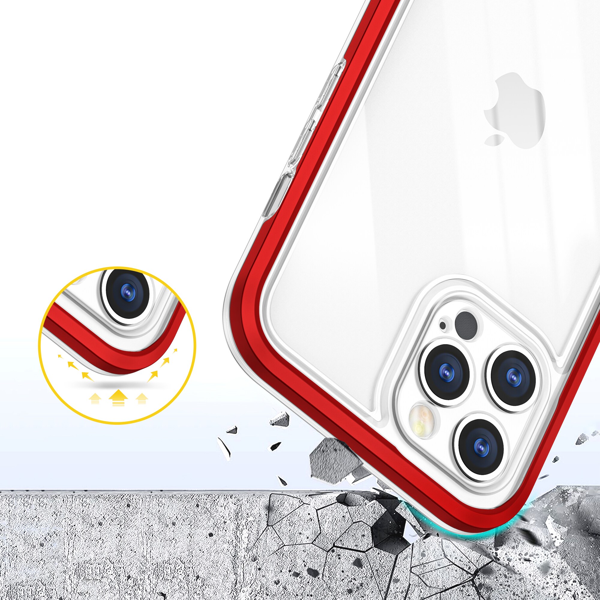 Clear 3in1-fodral för iPhone 12 Pro Max Frame Cover Gel Red