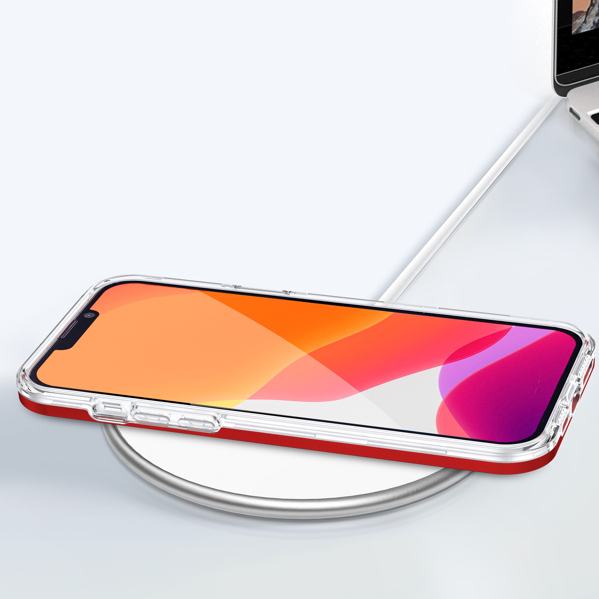 Genomskinligt 3in1-fodral för iPhone 13 Pro ramskydd gel röd