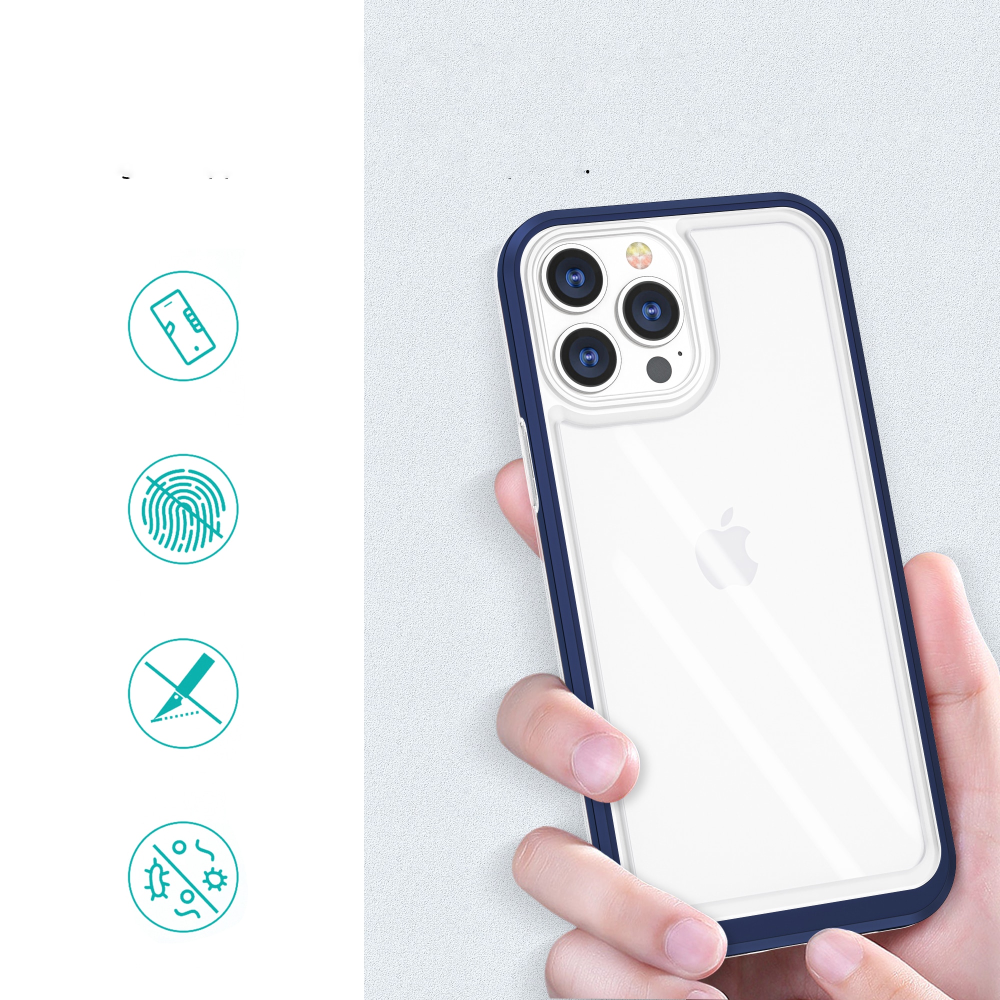 Clear 3in1-fodral för iPhone 13 Pro Max Frame Cover Gel Blue