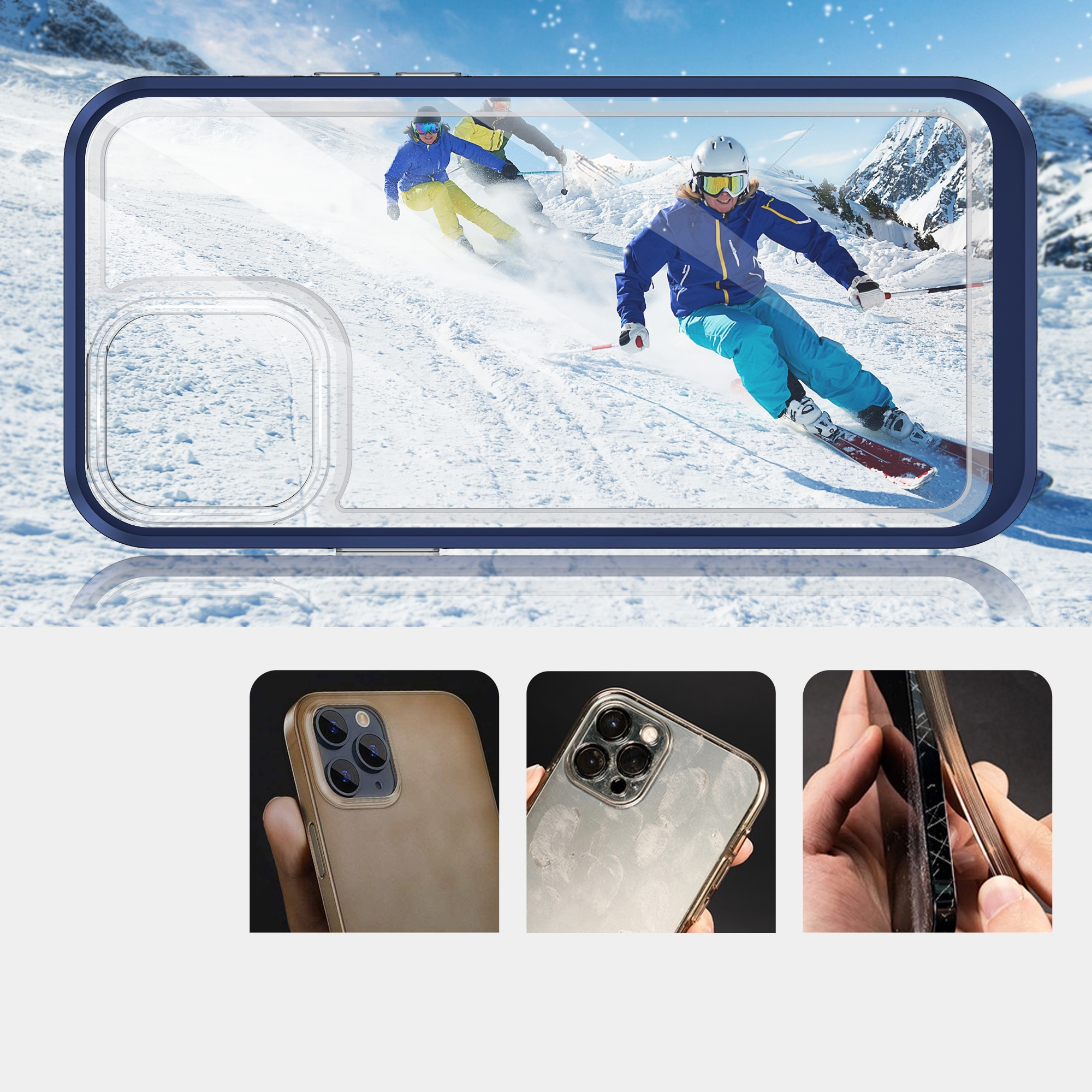 Clear 3in1-fodral för iPhone 13 Pro Max Frame Cover Gel Blue