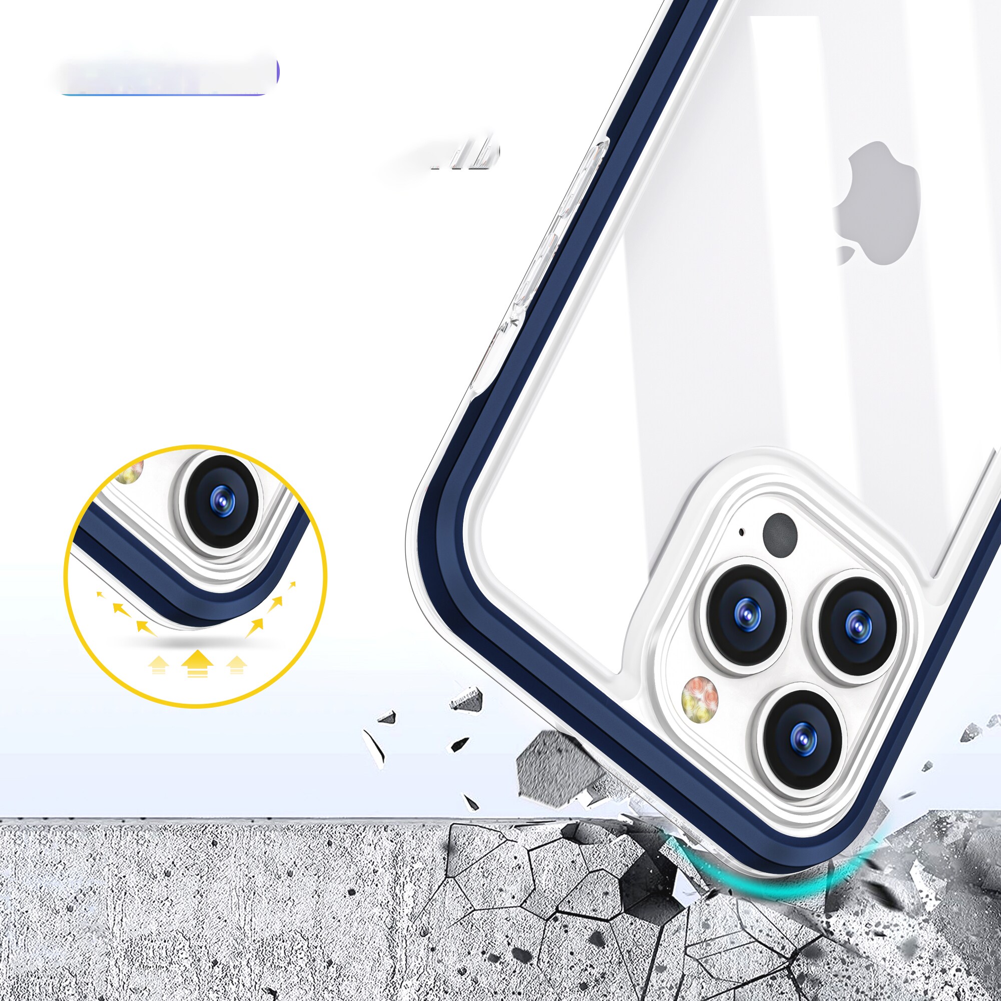 Clear 3in1-fodral för iPhone 13 Pro Max Frame Cover Gel Blue