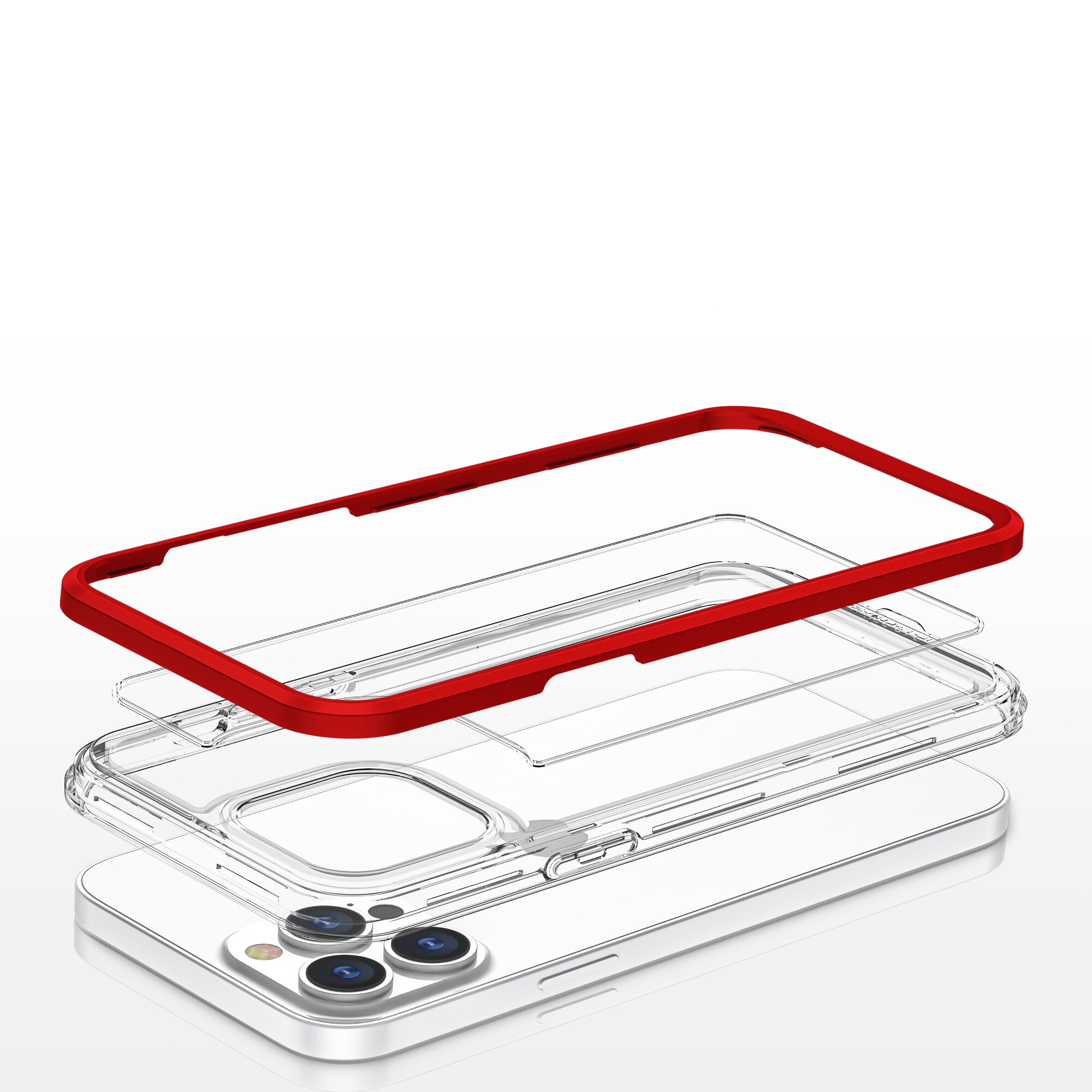 Clear 3in1-fodral för iPhone 13 Pro Max Frame Cover Gel Red