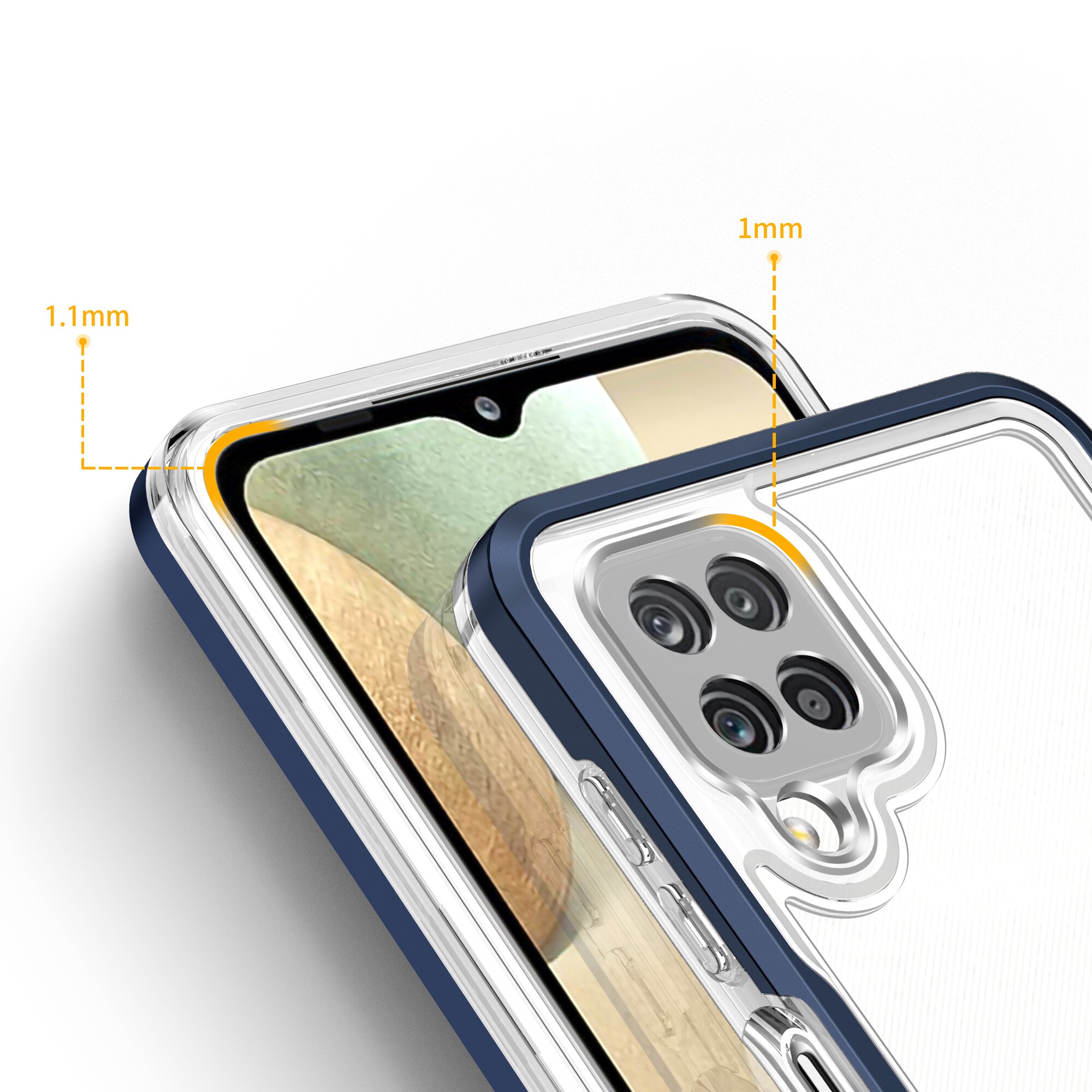 Clear 3in1-fodral för Samsung Galaxy A22 4G Frame Gel Cover Blue