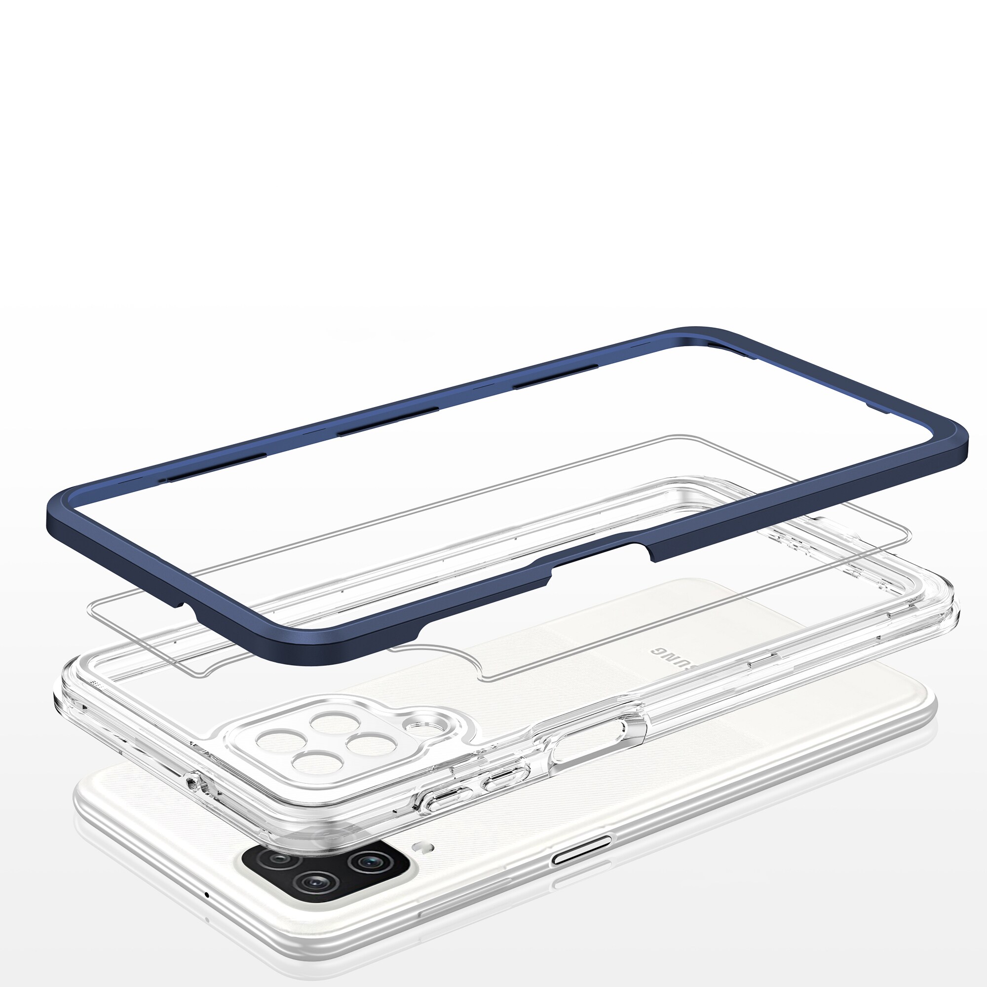 Clear 3in1-fodral för Samsung Galaxy A22 4G Frame Gel Cover Blue
