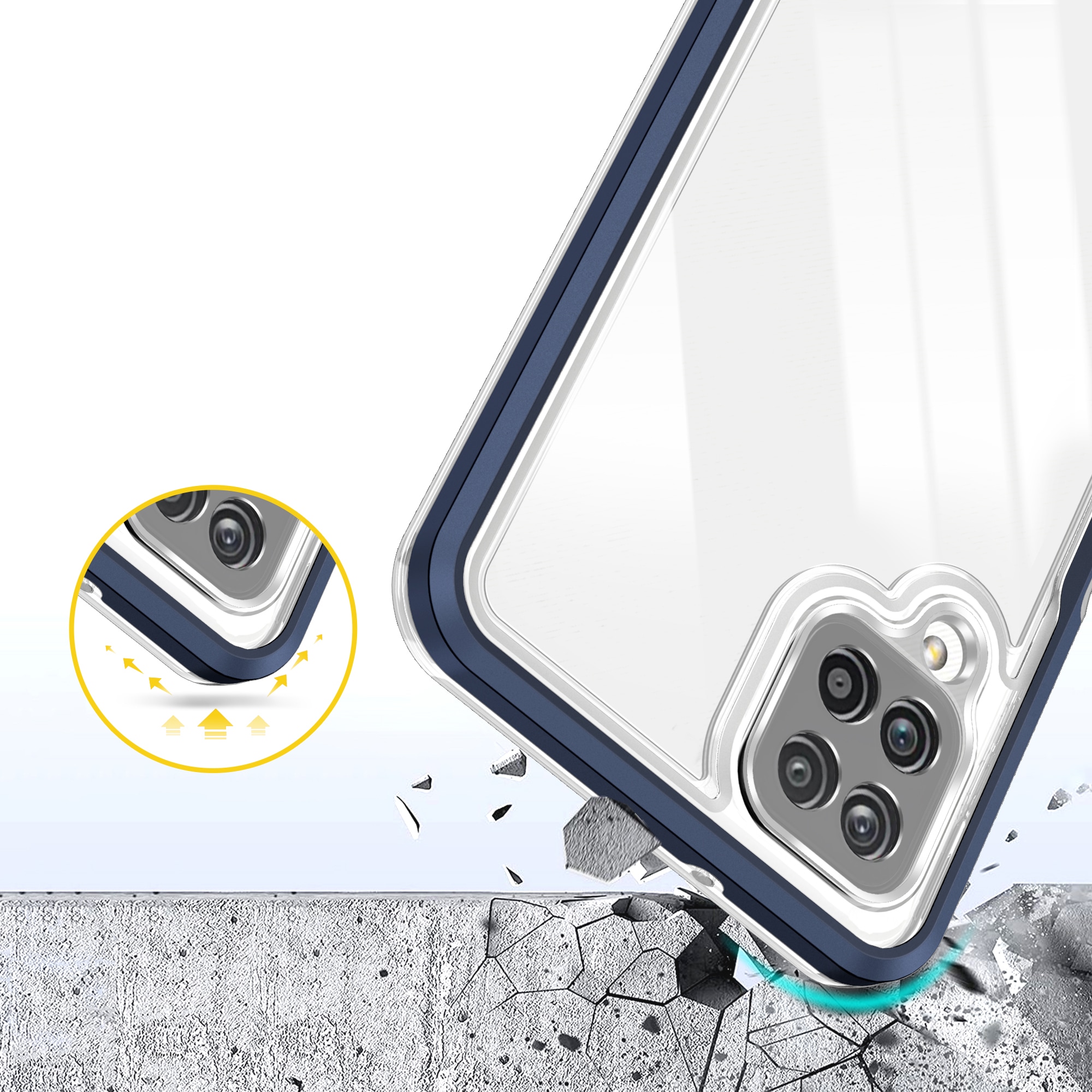 Clear 3in1-fodral för Samsung Galaxy A22 4G Frame Gel Cover Blue