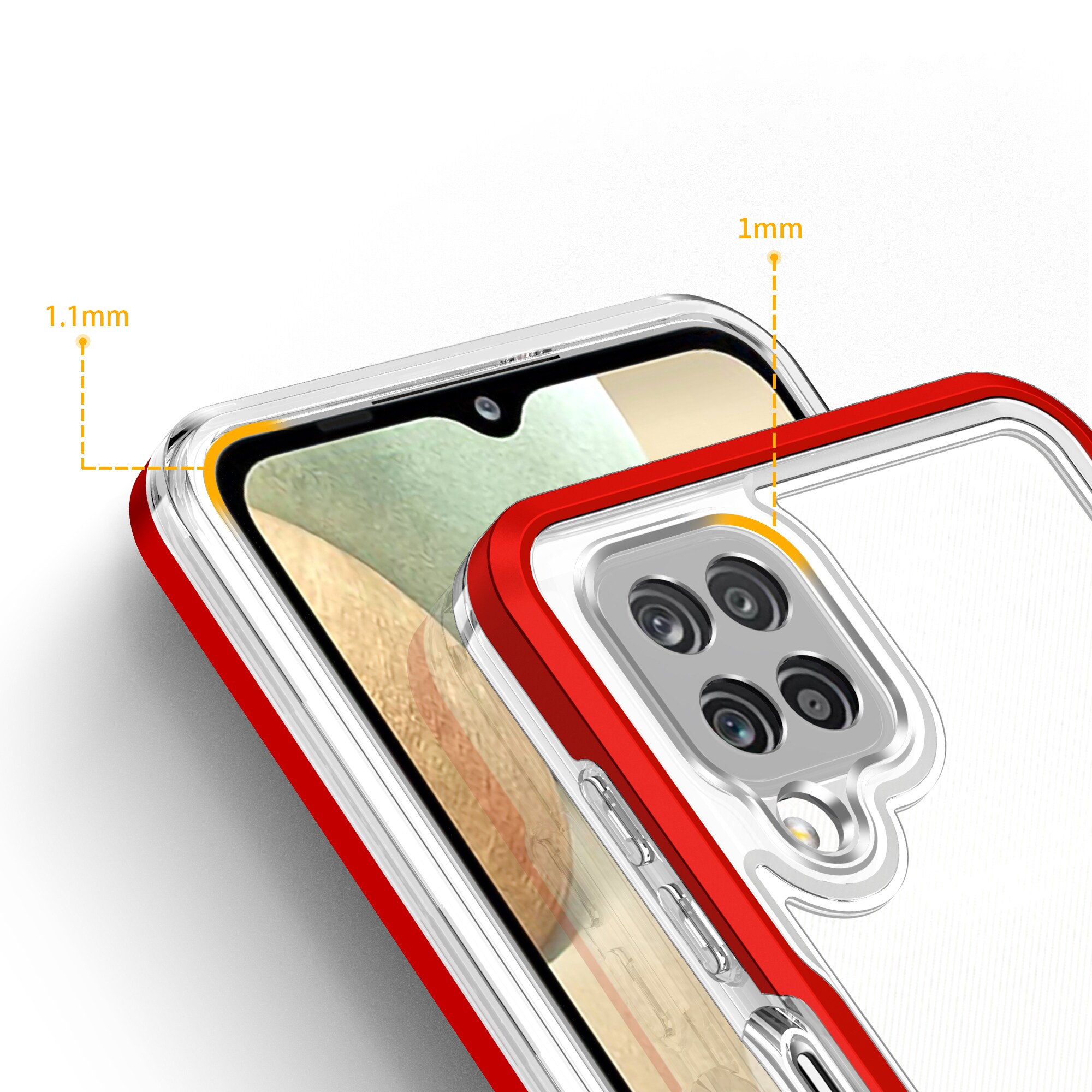 Klart 3-i-1-etui til Samsung Galaxy A22 4G Frame Gel Cover Red