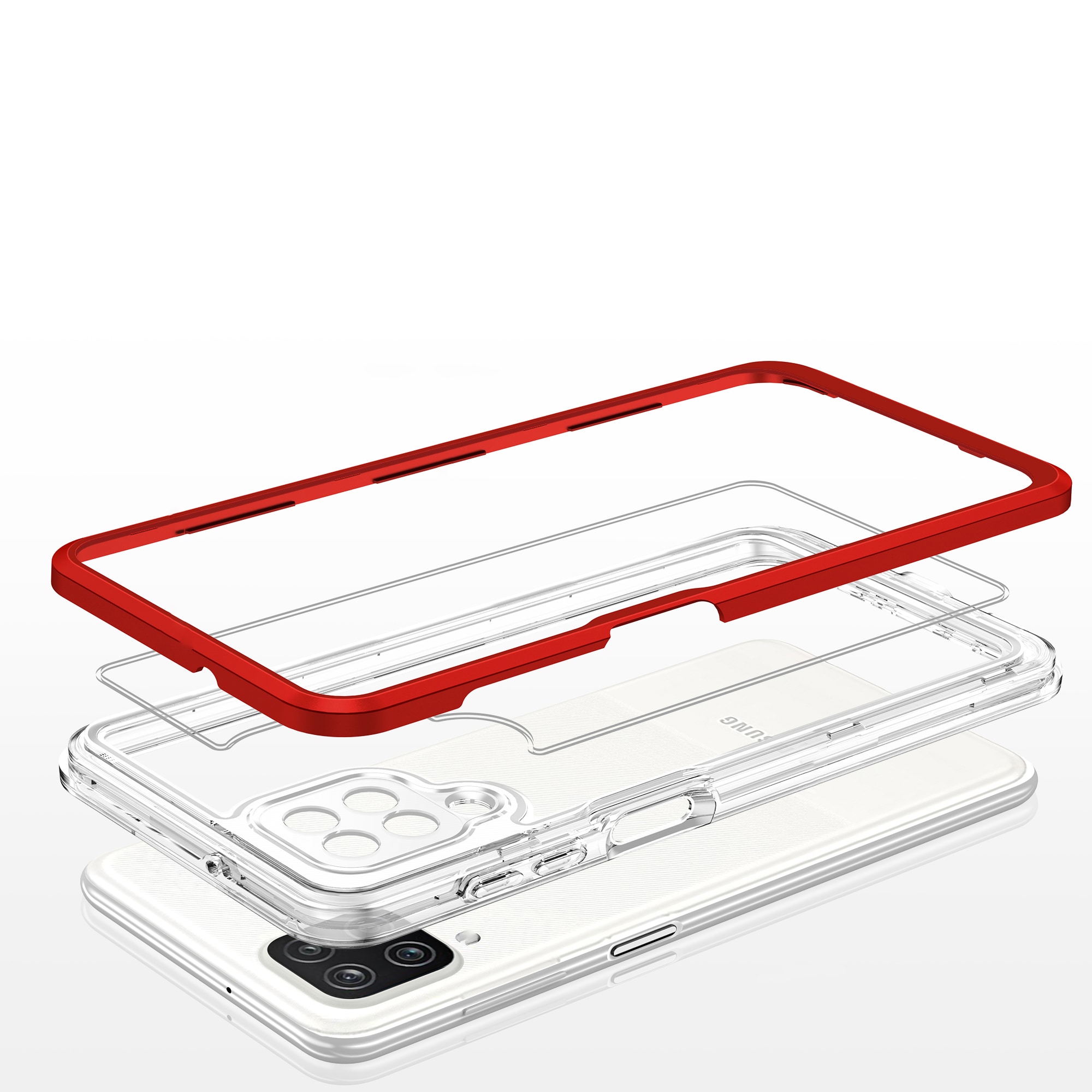 Klart 3-i-1-etui til Samsung Galaxy A22 4G Frame Gel Cover Red