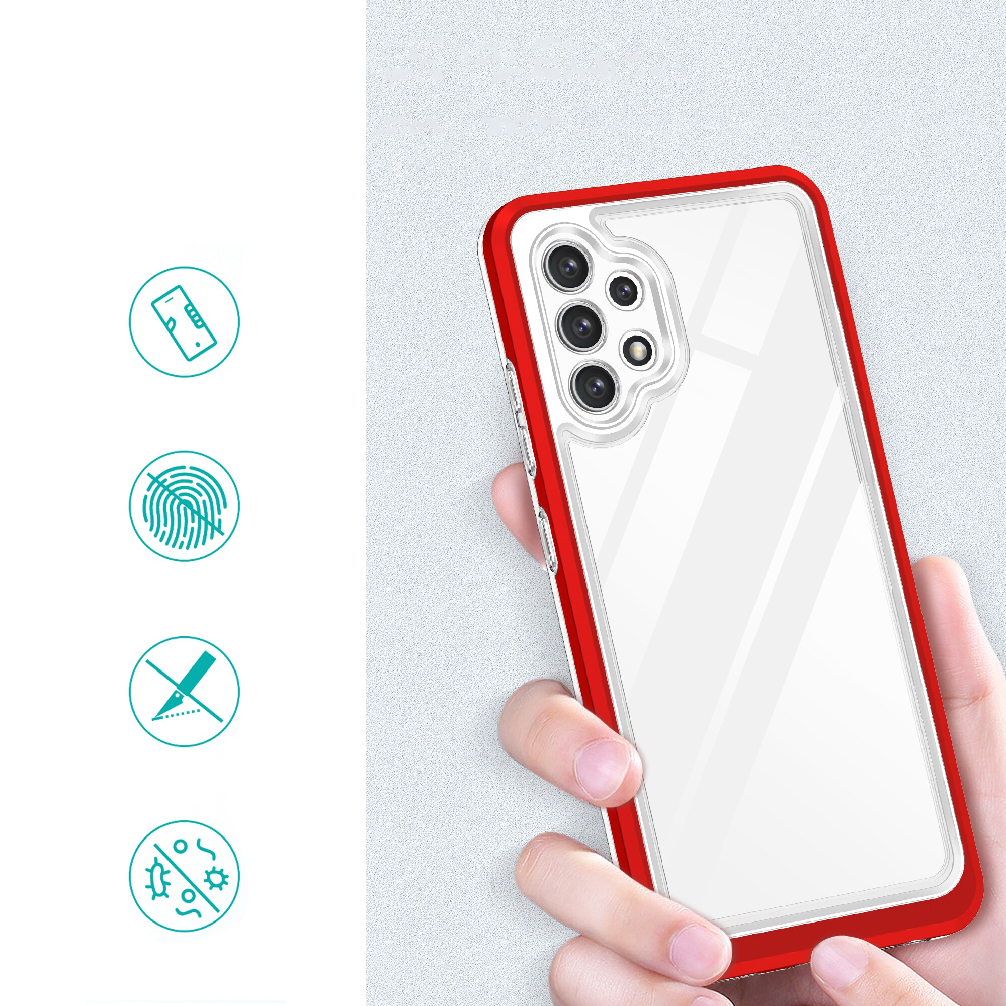 Klart 3-i-1-etui til Samsung Galaxy A32 5G Frame Gel Cover Red