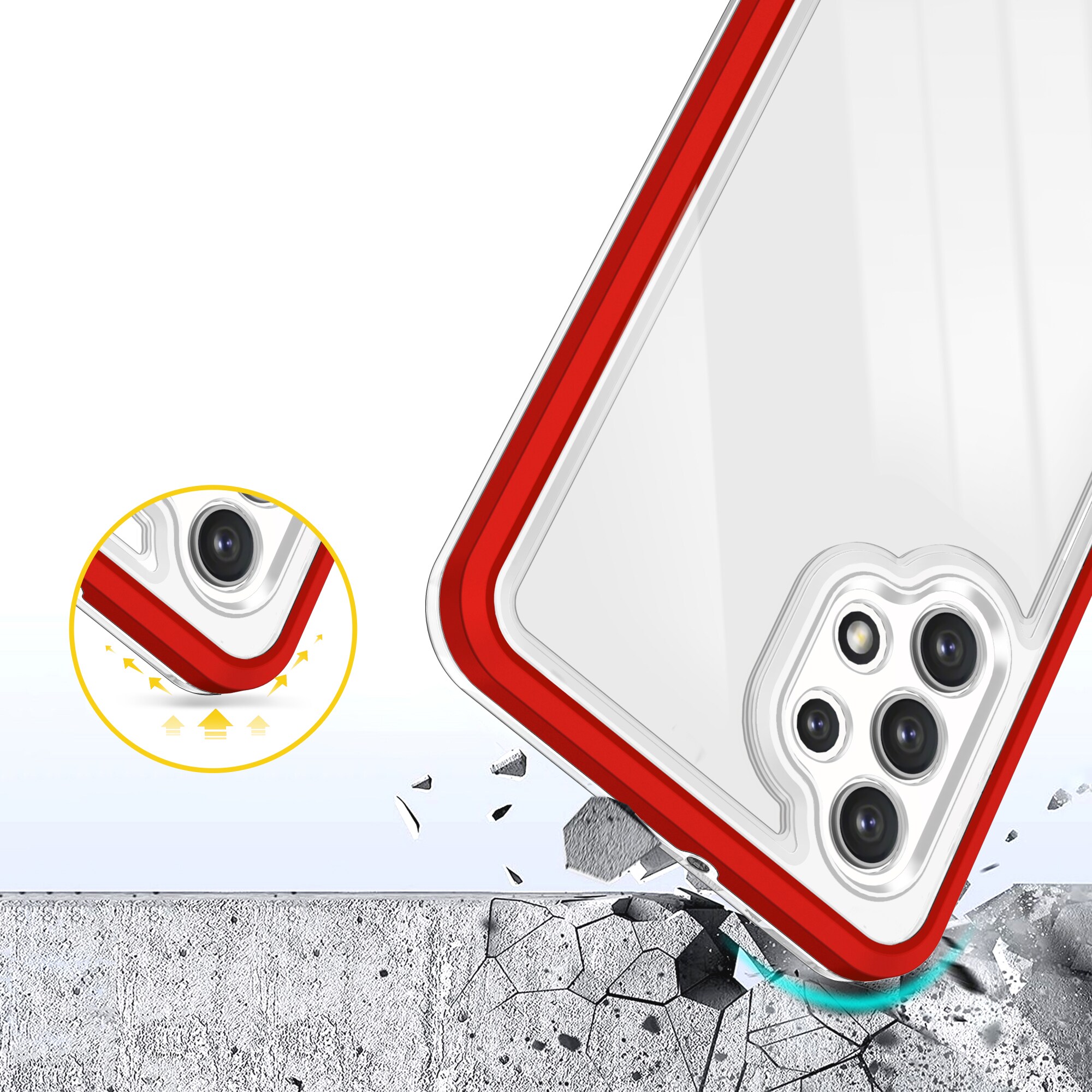 Klart 3-i-1-etui til Samsung Galaxy A32 5G Frame Gel Cover Red