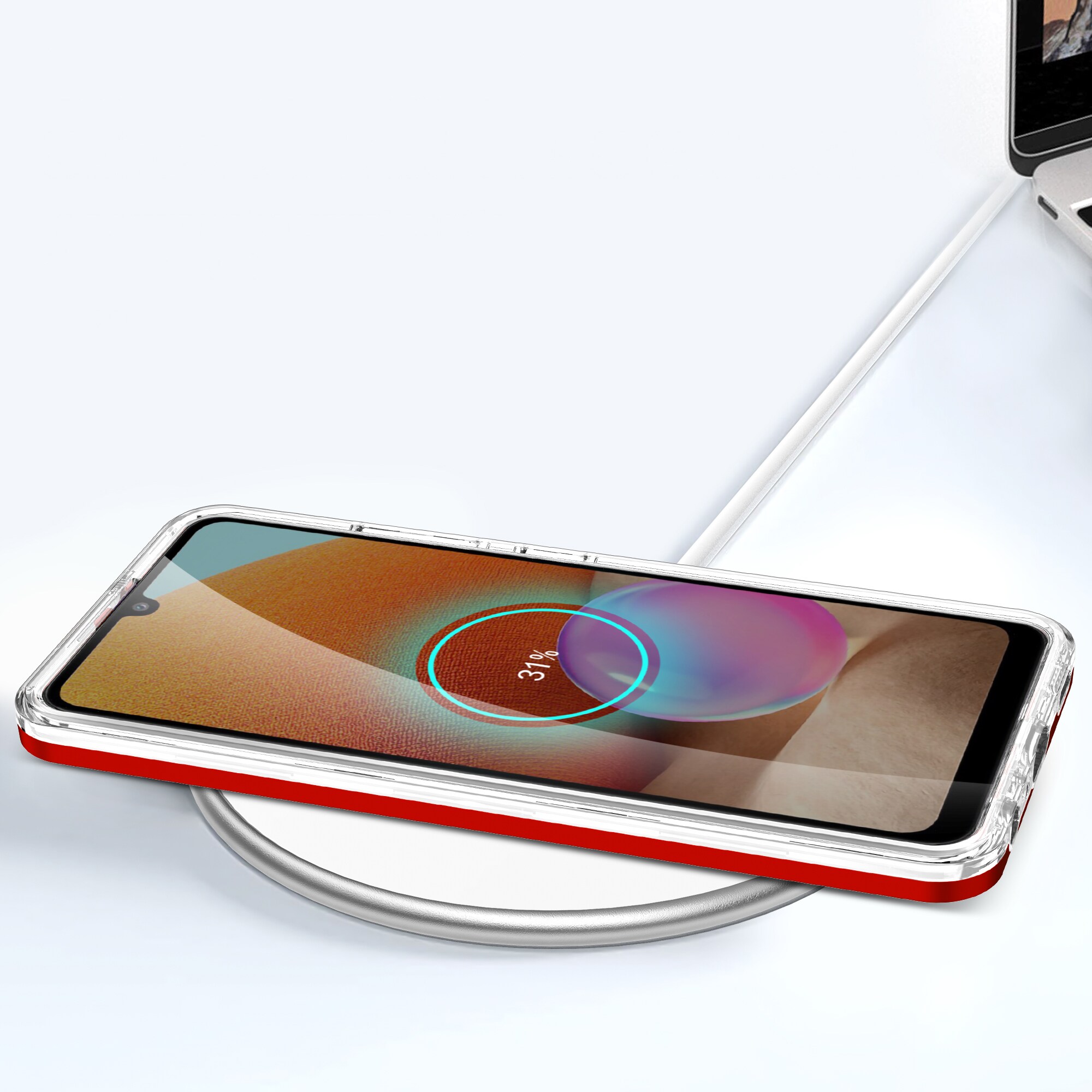 Klart 3-i-1-etui til Samsung Galaxy A32 5G Frame Gel Cover Red