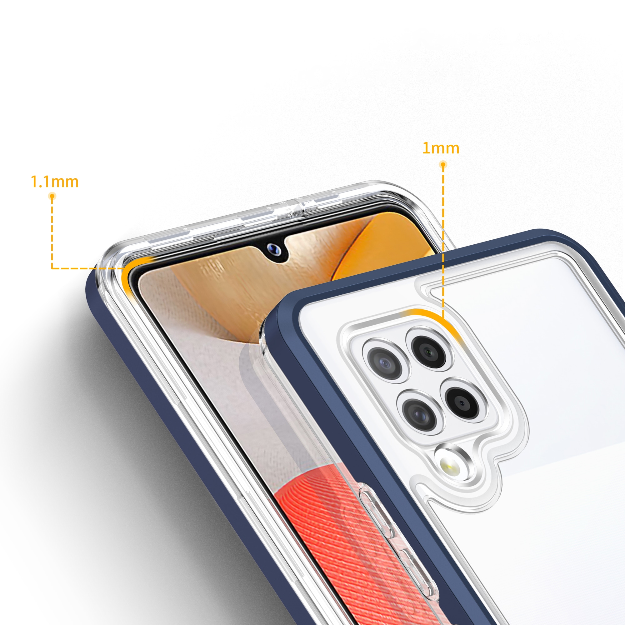 Klart 3-i-1-etui til Samsung Galaxy A42 5G Frame Gel Cover Blue