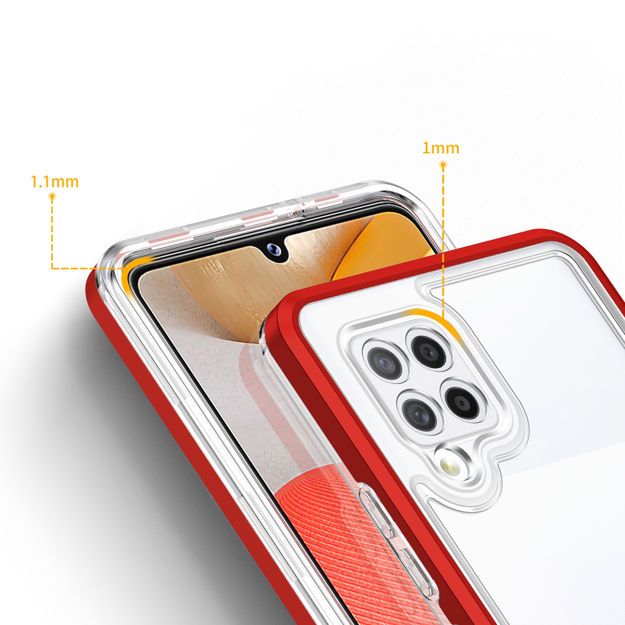 Klart 3-i-1-etui til Samsung Galaxy A42 5G Frame Gel Cover Red