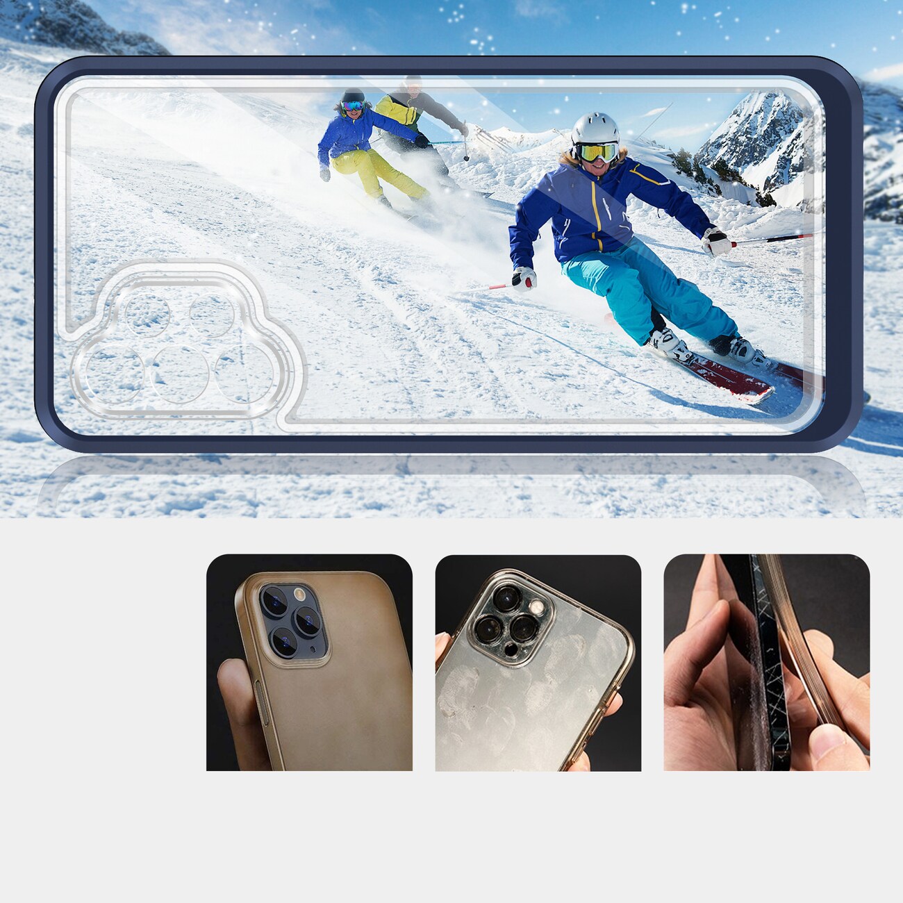 Clear 3in1-fodral för Samsung Galaxy A72 4G Frame Gel Cover Blue