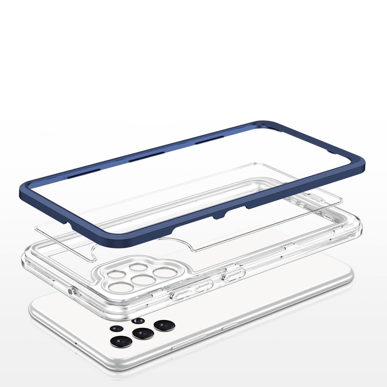 Clear 3in1-fodral för Samsung Galaxy A72 4G Frame Gel Cover Blue