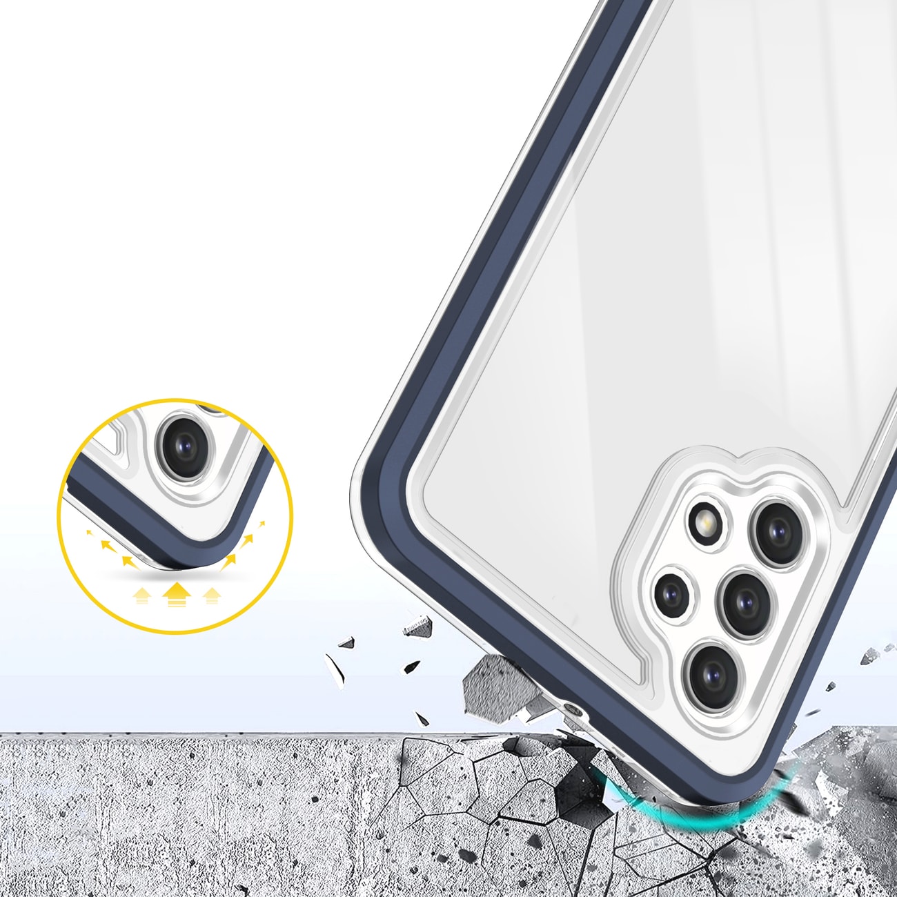 Clear 3in1-fodral för Samsung Galaxy A72 4G Frame Gel Cover Blue