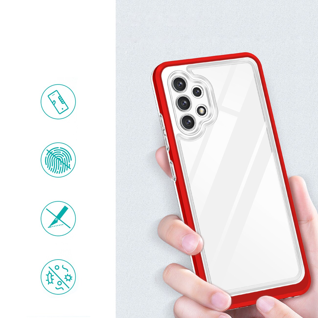 Klart 3-i-1-etui til Samsung Galaxy A72 4G Frame Gel Cover Red