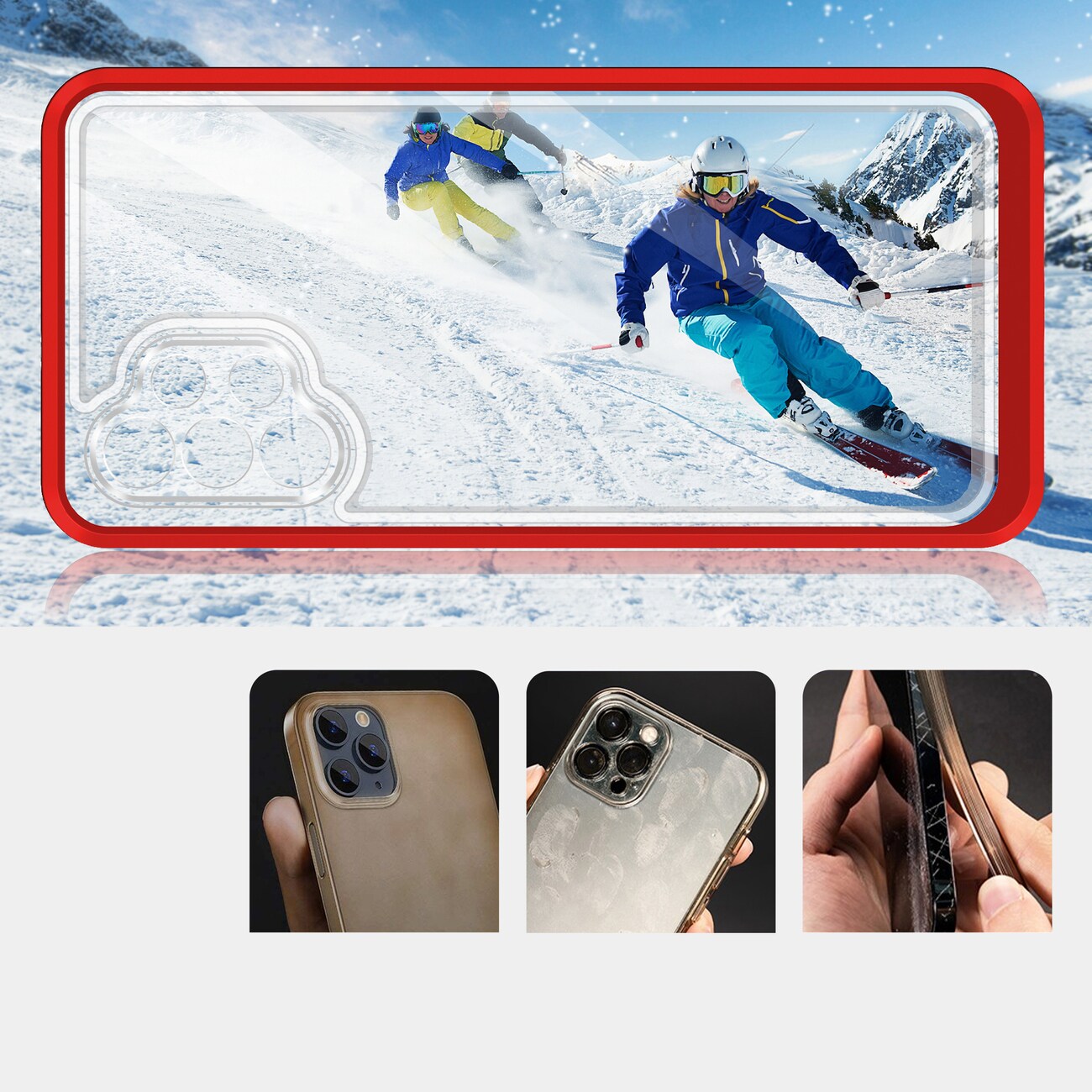 Klart 3-i-1-etui til Samsung Galaxy A72 4G Frame Gel Cover Red