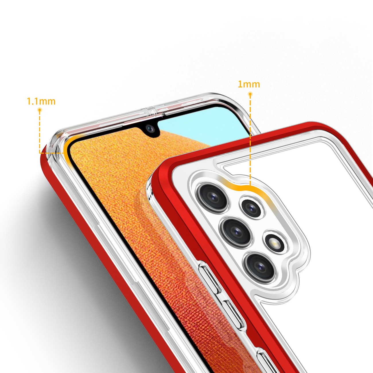 Klart 3-i-1-etui til Samsung Galaxy A72 4G Frame Gel Cover Red