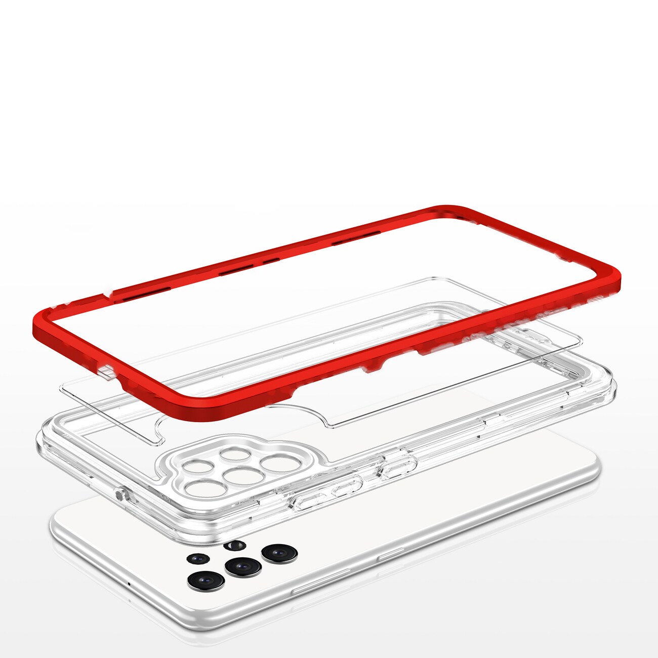 Klart 3-i-1-etui til Samsung Galaxy A72 4G Frame Gel Cover Red