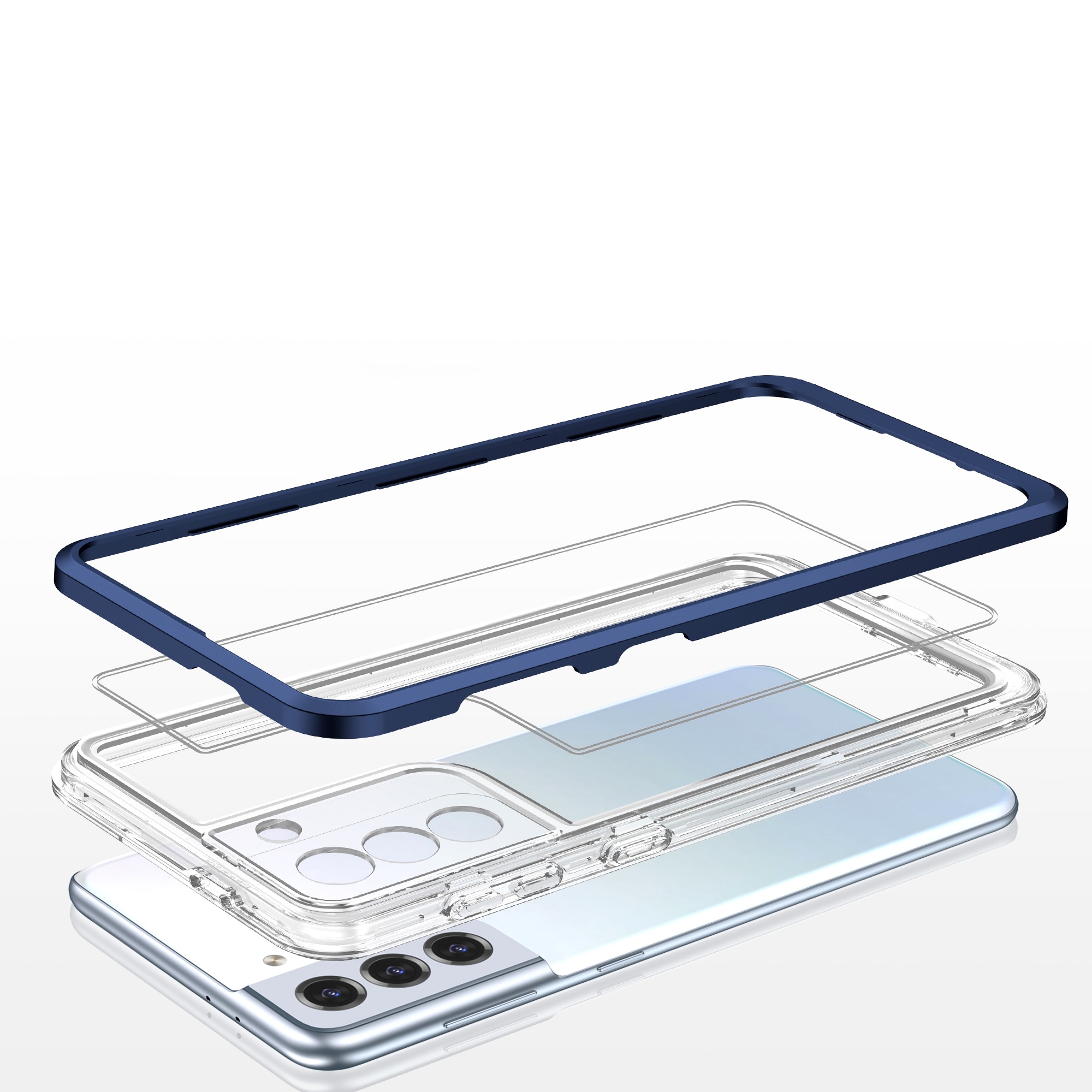 Clear 3in1-fodral för Samsung Galaxy S21 + 5G (S21 Plus 5G) Frame Gel Cover Blue