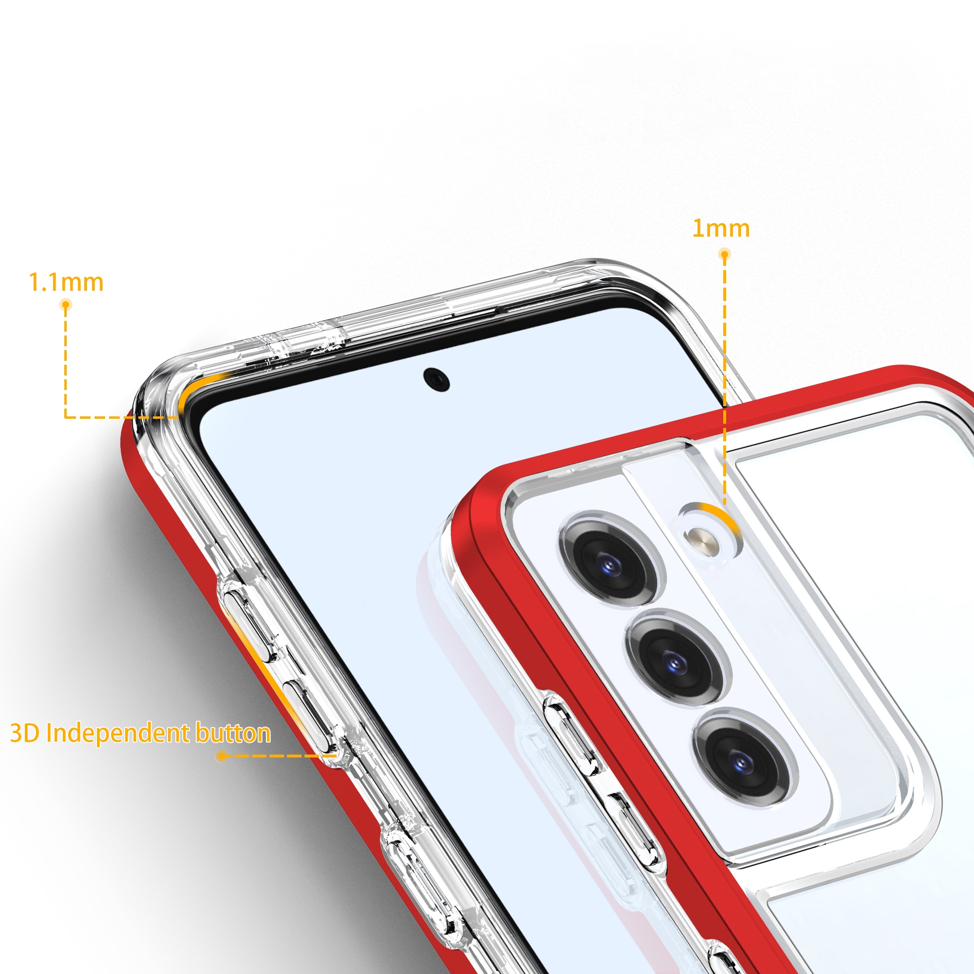 Klart 3-i-1-etui til Samsung Galaxy S21 + 5G (S21 Plus 5G) Frame Gel Cover Red