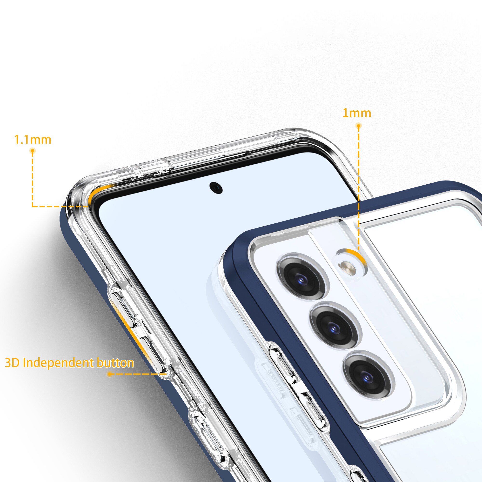 Klart 3-i-1-etui til Samsung Galaxy S22 + (S22 Plus) Frame Gel Cover Blue