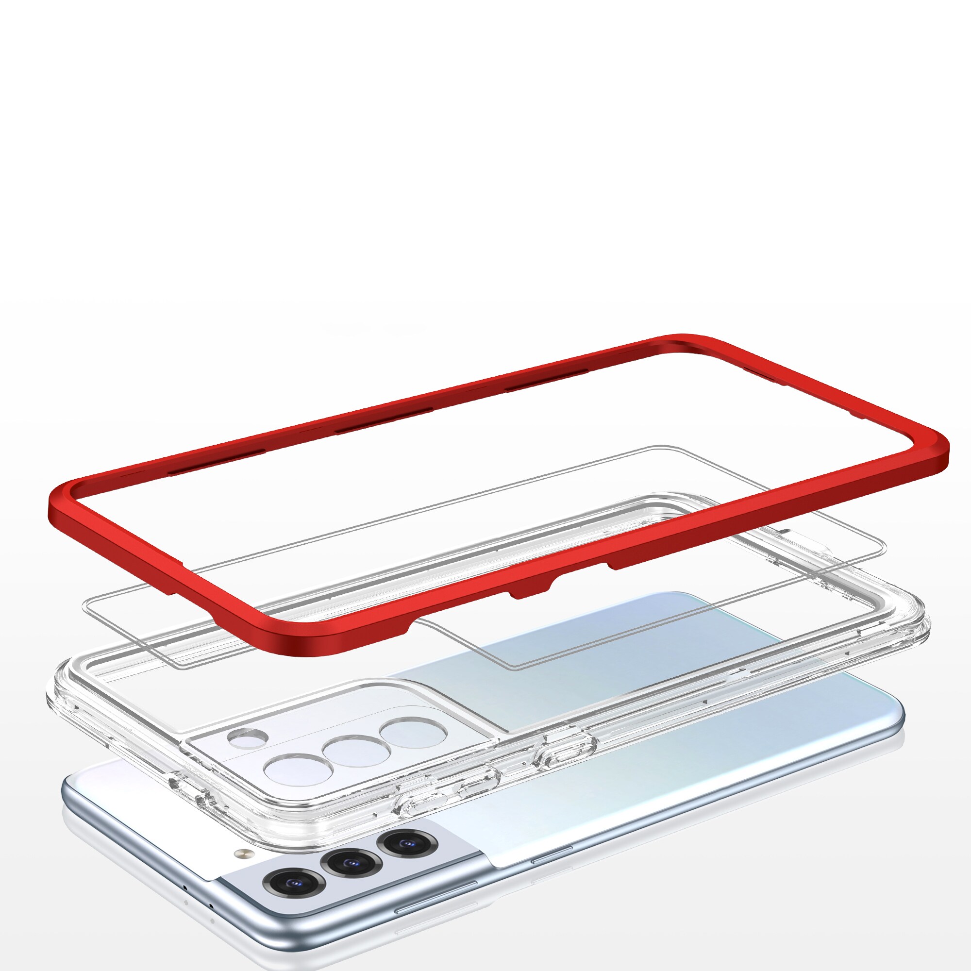Klar 3-i-1 taske til Samsung Galaxy S22 + (S22 Plus) ramme gel cover rød