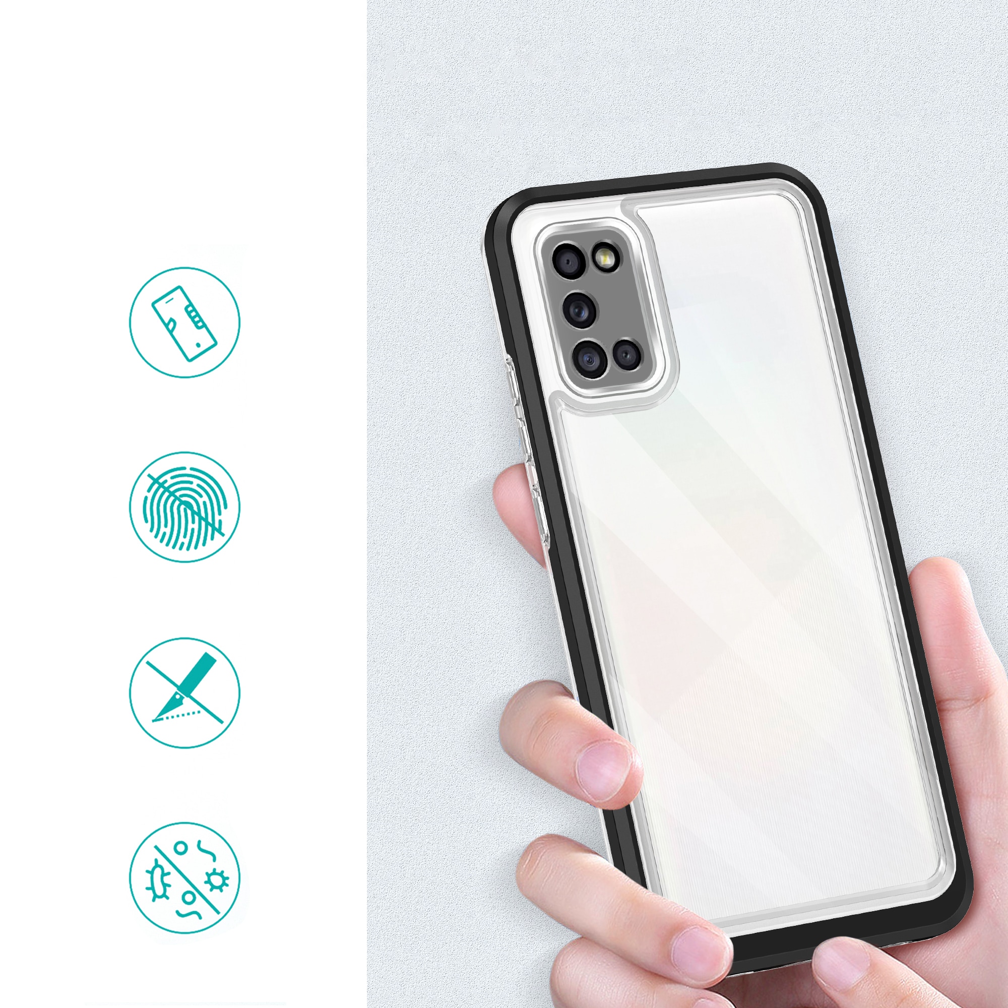 Clear 3in1-fodral för Samsung Galaxy A03s (166) ram gelskydd svart
