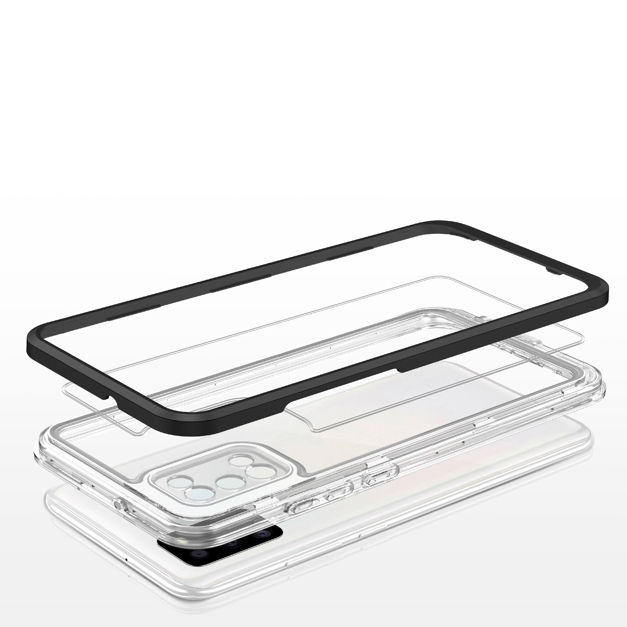 Clear 3in1-fodral för Samsung Galaxy A03s (166) ram gelskydd svart