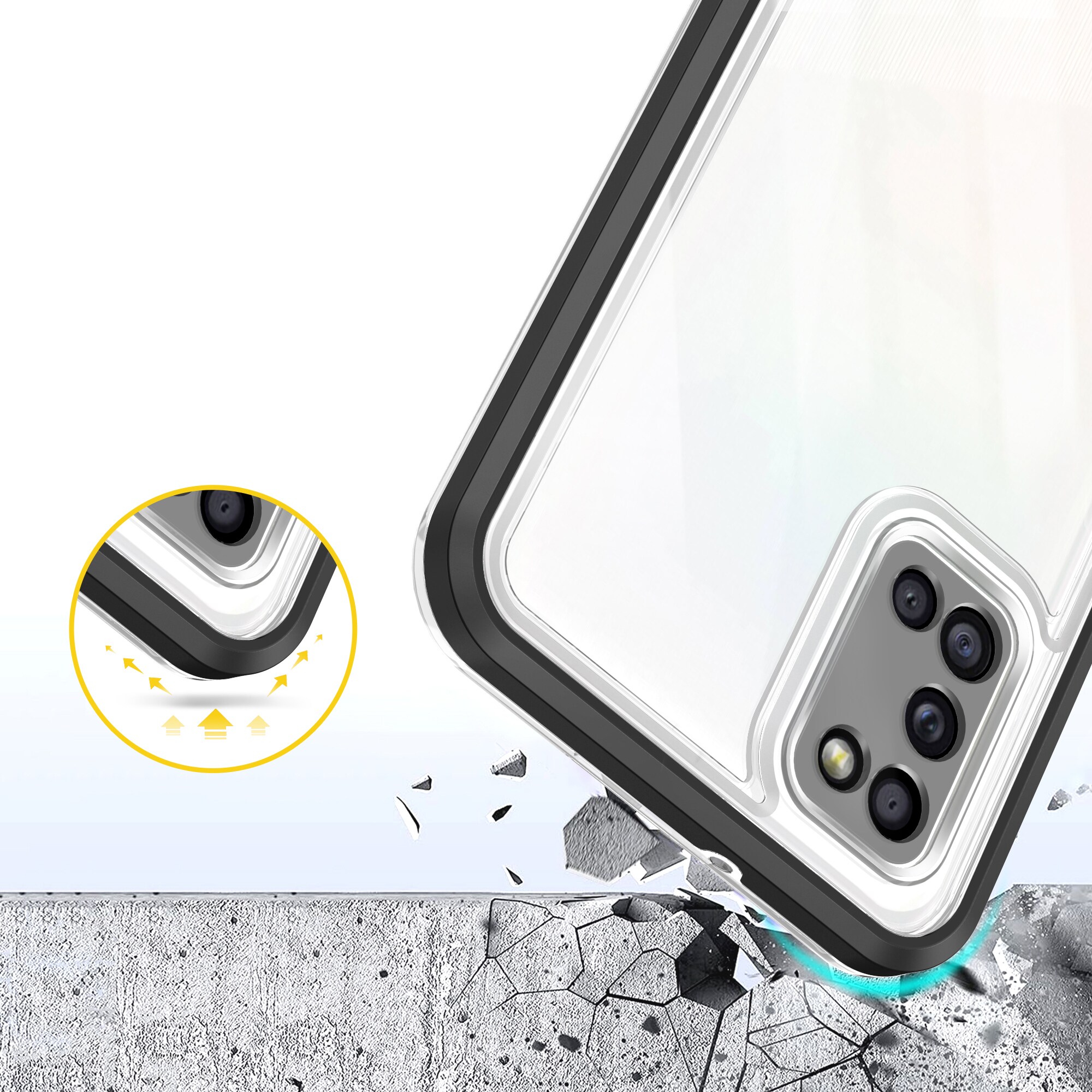 Clear 3in1-fodral för Samsung Galaxy A03s (166) ram gelskydd svart
