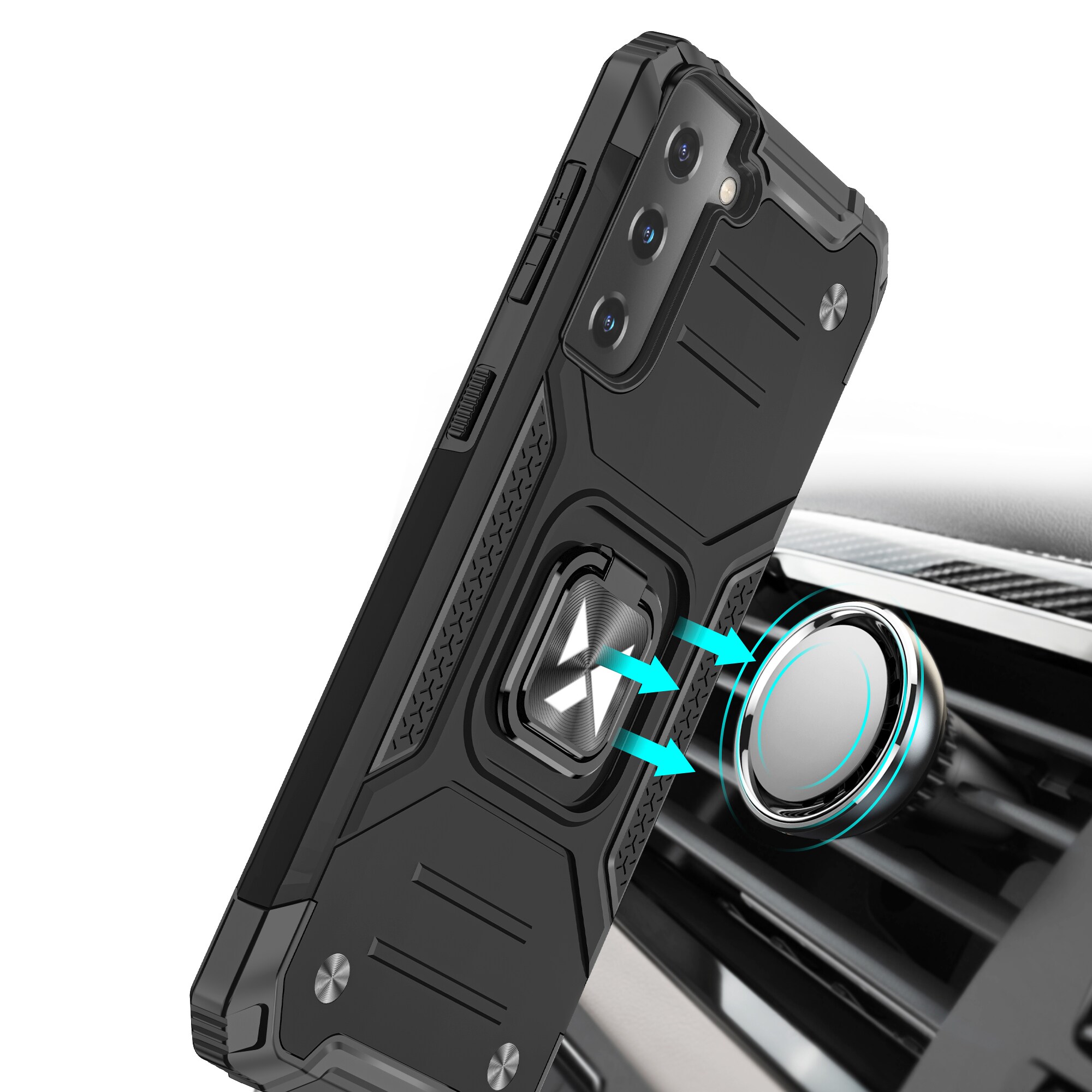 Wozinsky Ring Armor tufft hybridfodral + magnetisk hållare för Samsung Galaxy S22 blå