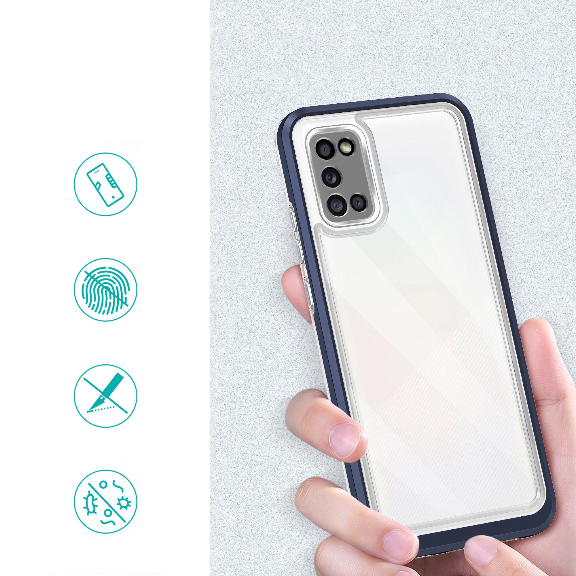 Klart 3-i-1-etui til Samsung Galaxy A03s (166) ramme gel cover blå