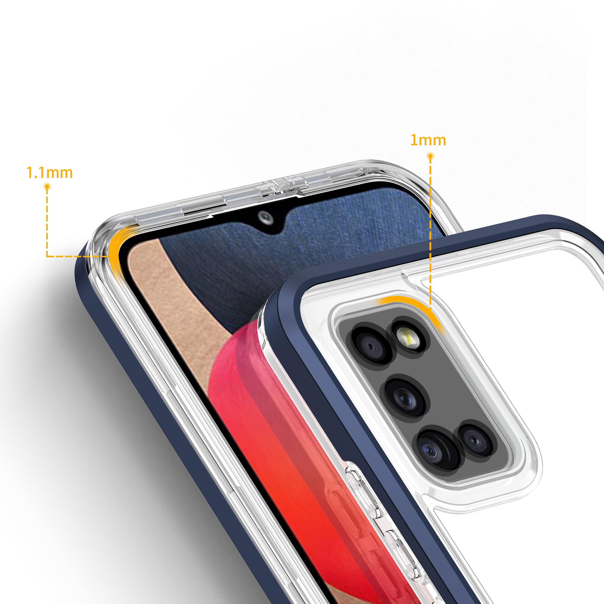 Klart 3-i-1-etui til Samsung Galaxy A03s (166) ramme gel cover blå