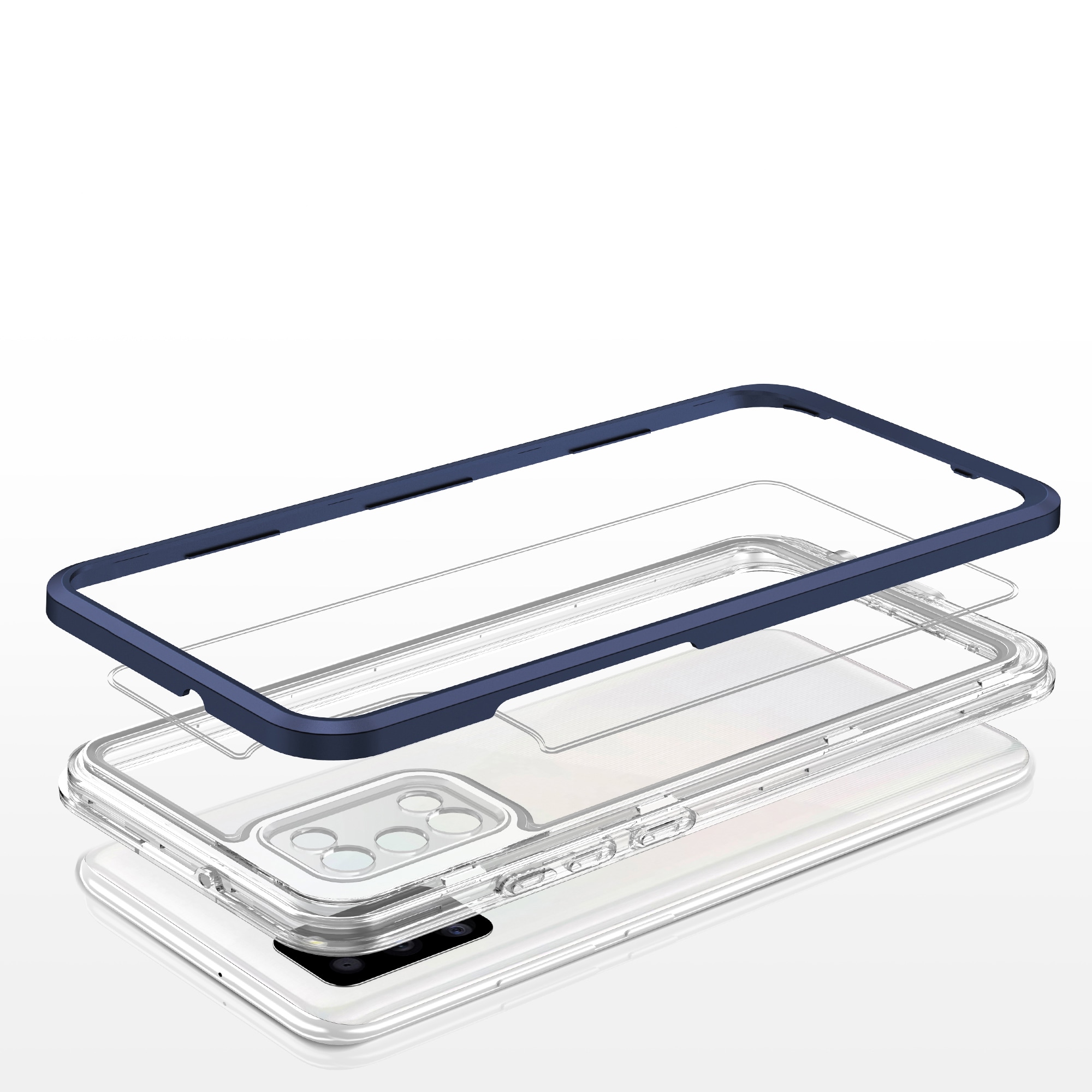 Klart 3-i-1-etui til Samsung Galaxy A03s (166) ramme gel cover blå
