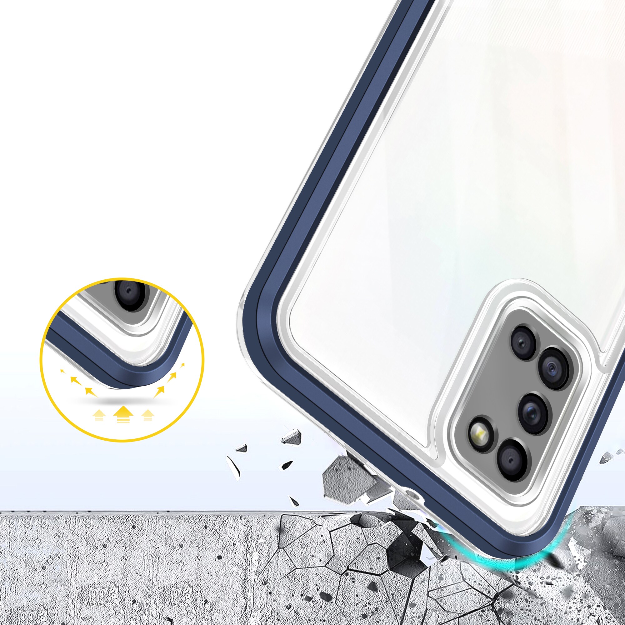 Klart 3-i-1-etui til Samsung Galaxy A03s (166) ramme gel cover blå