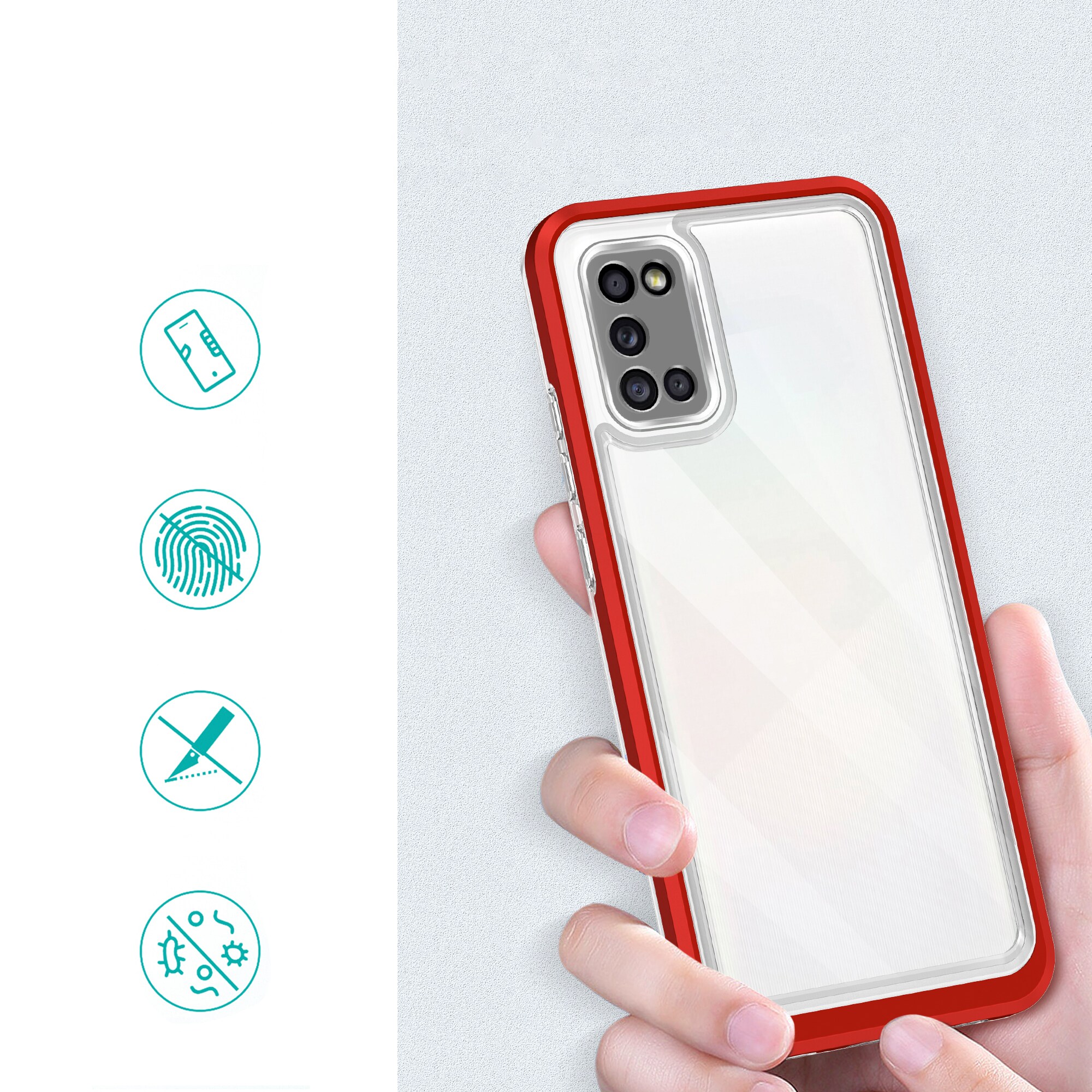 Klart 3-i-1-etui til Samsung Galaxy A03s (166) ramme gel cover rød