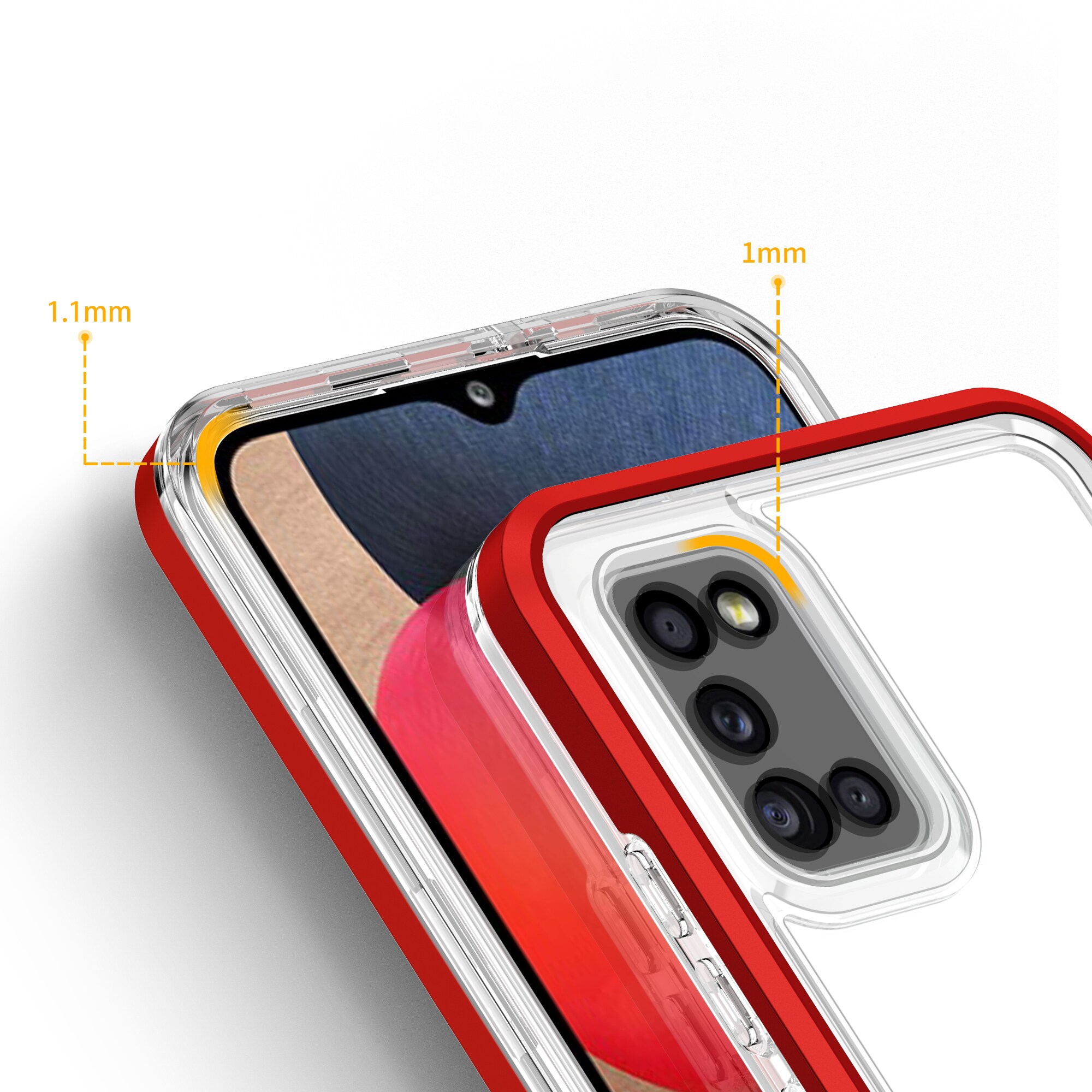 Klart 3-i-1-etui til Samsung Galaxy A03s (166) ramme gel cover rød
