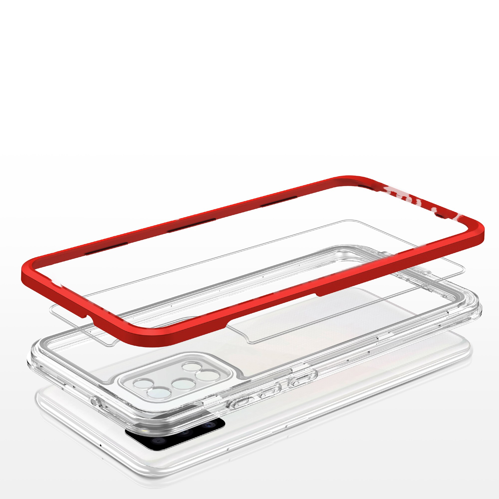 Klart 3-i-1-etui til Samsung Galaxy A03s (166) ramme gel cover rød