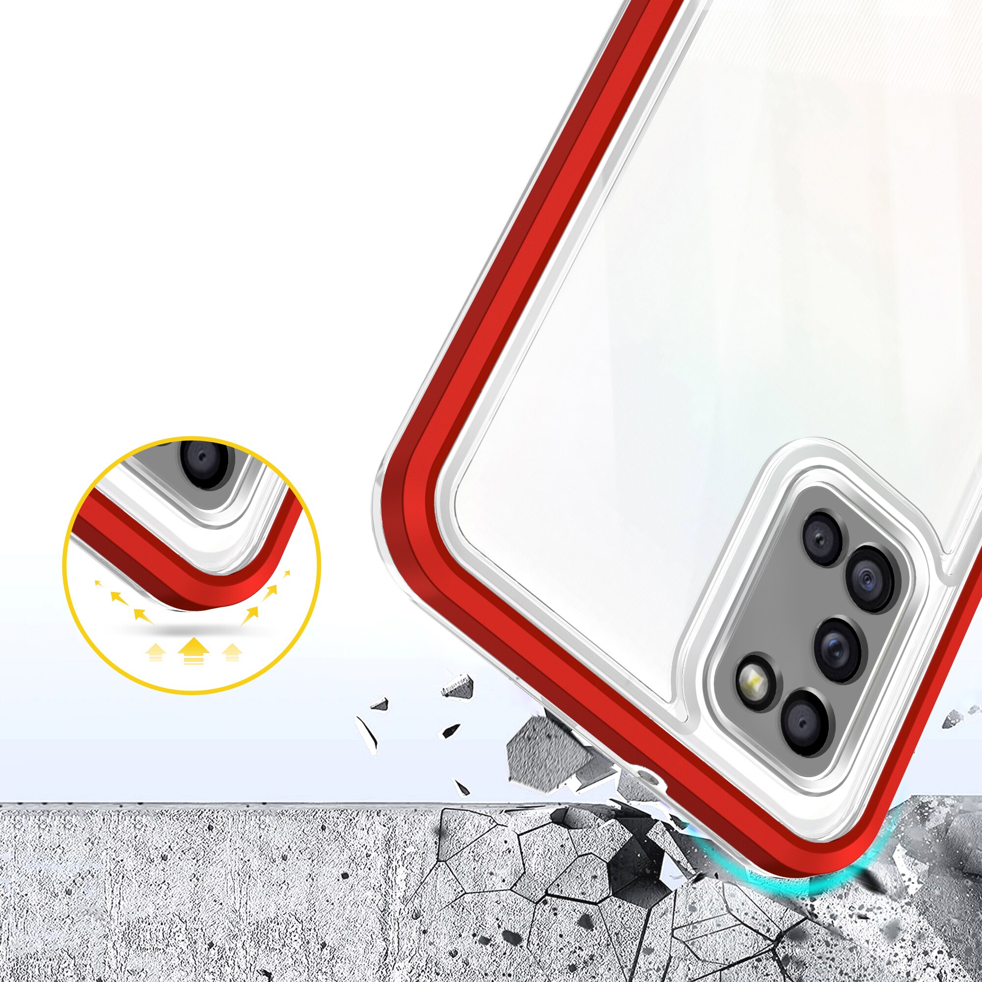 Klart 3-i-1-etui til Samsung Galaxy A03s (166) ramme gel cover rød