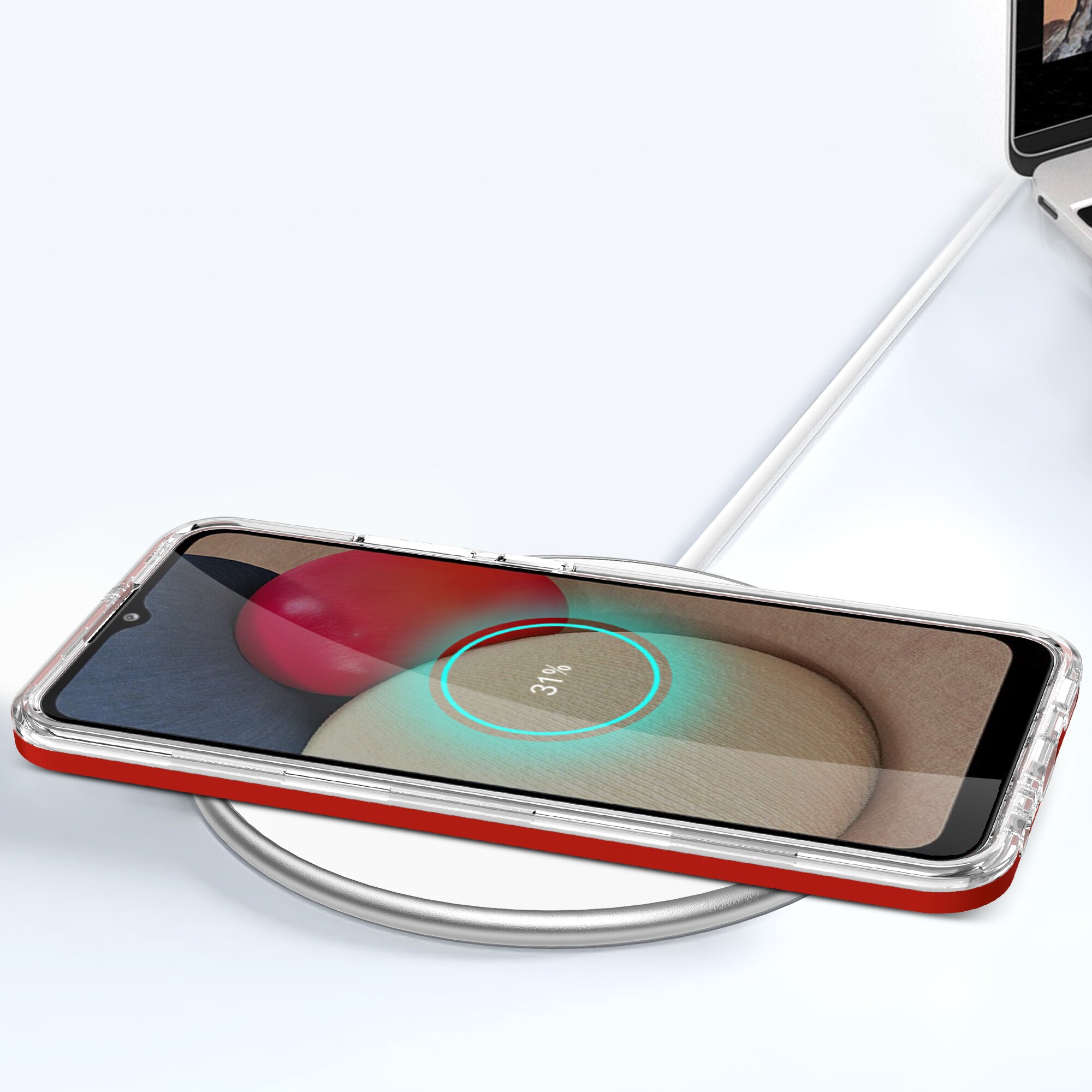 Klart 3-i-1-etui til Samsung Galaxy A03s (166) ramme gel cover rød