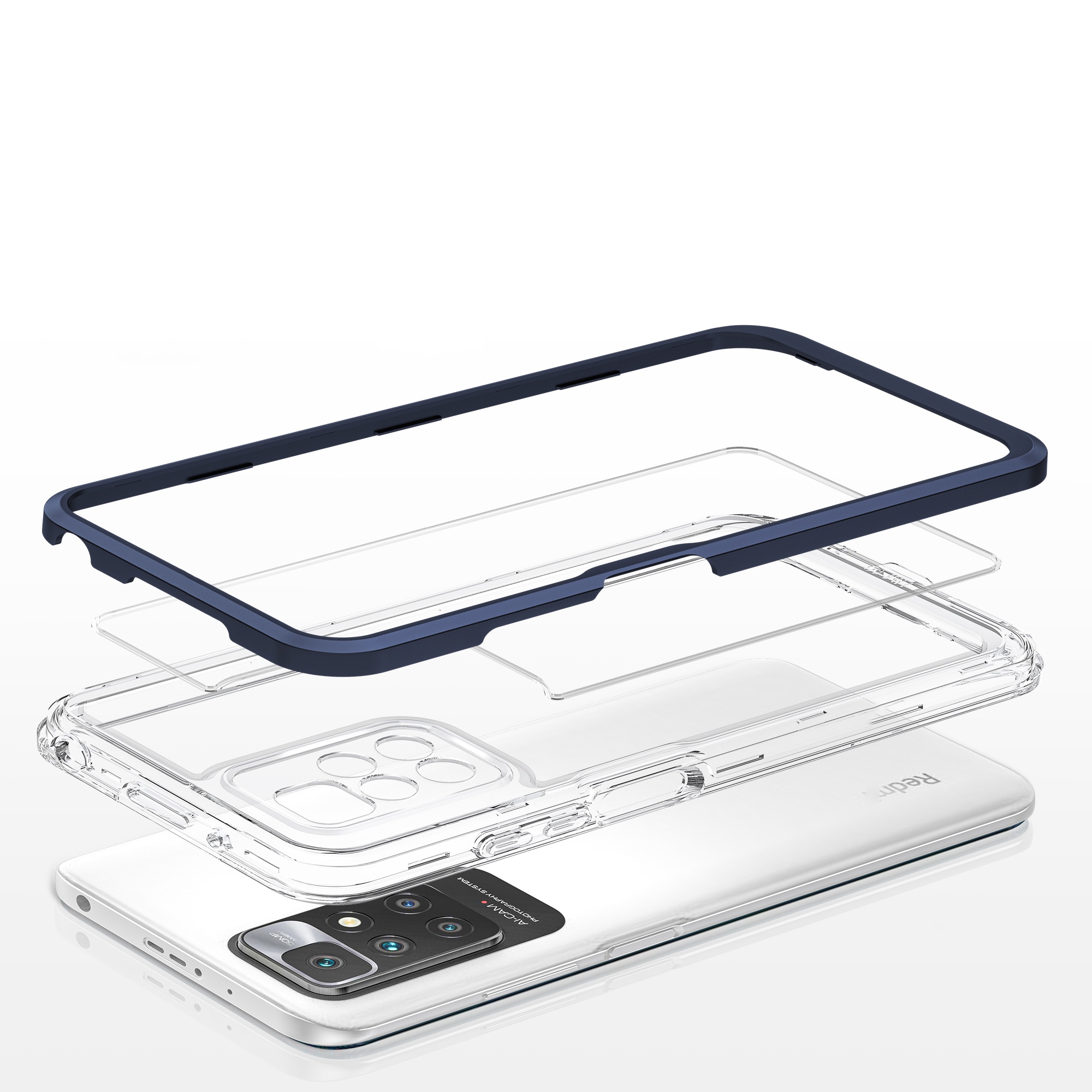 Klart 3-i-1-etui til Xiaomi Redmi 10 Frame Gel Cover Blue