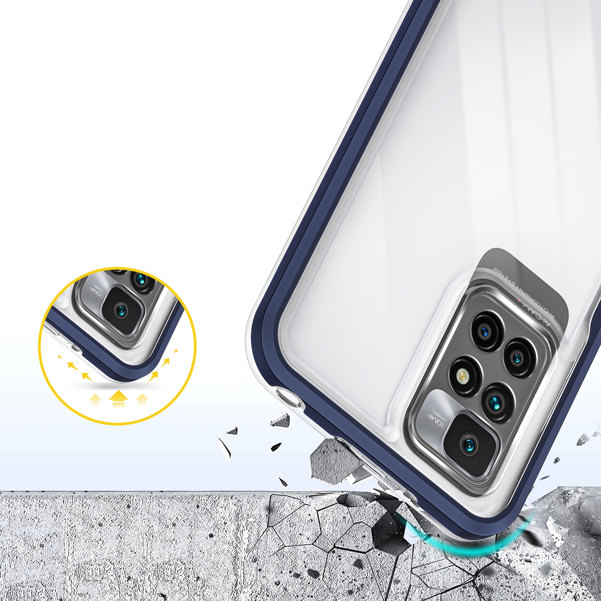 Klart 3-i-1-etui til Xiaomi Redmi 10 Frame Gel Cover Blue