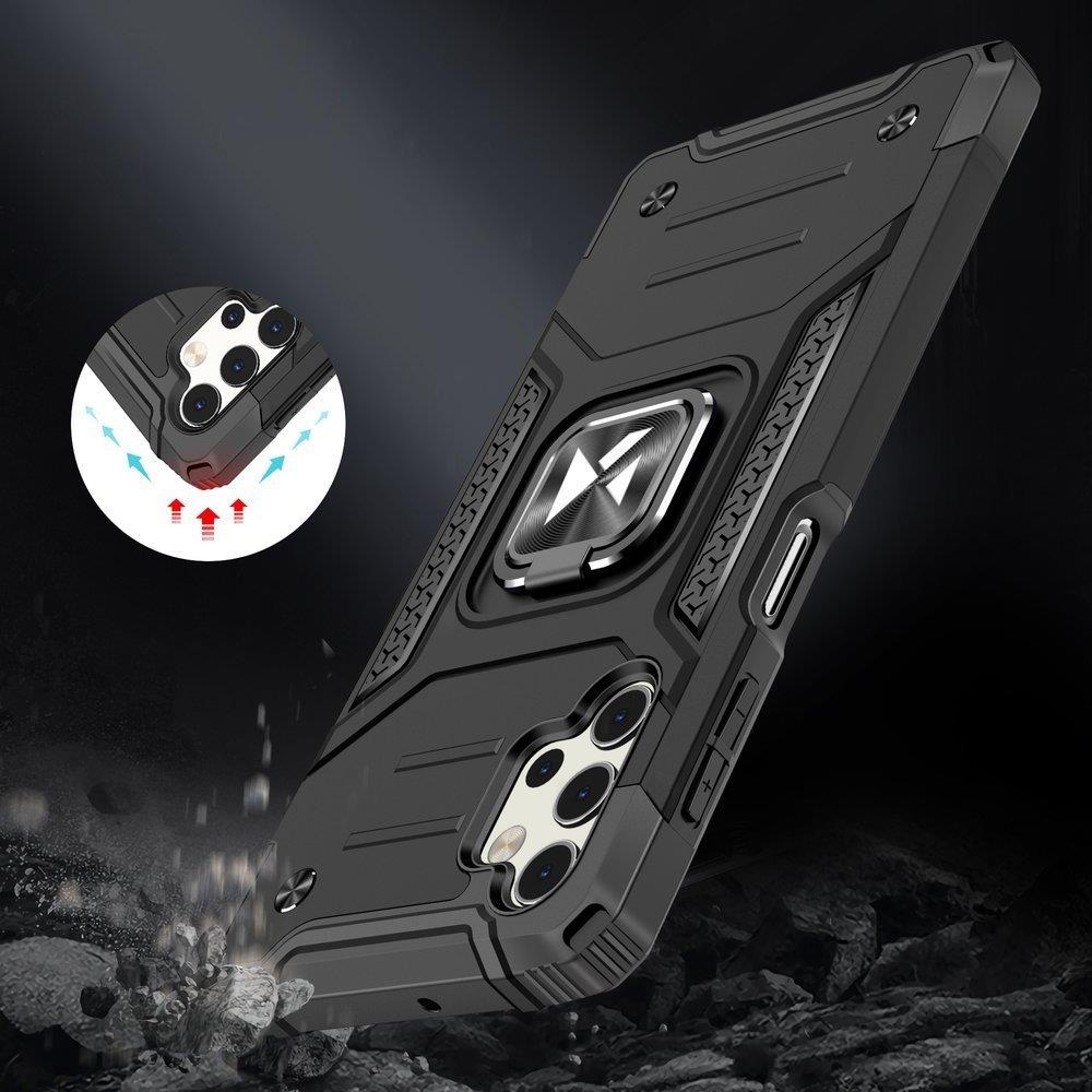 Wozinsky Ring Armor tufft hybridfodral + magnetisk hållare för Samsung Galaxy A73 silver