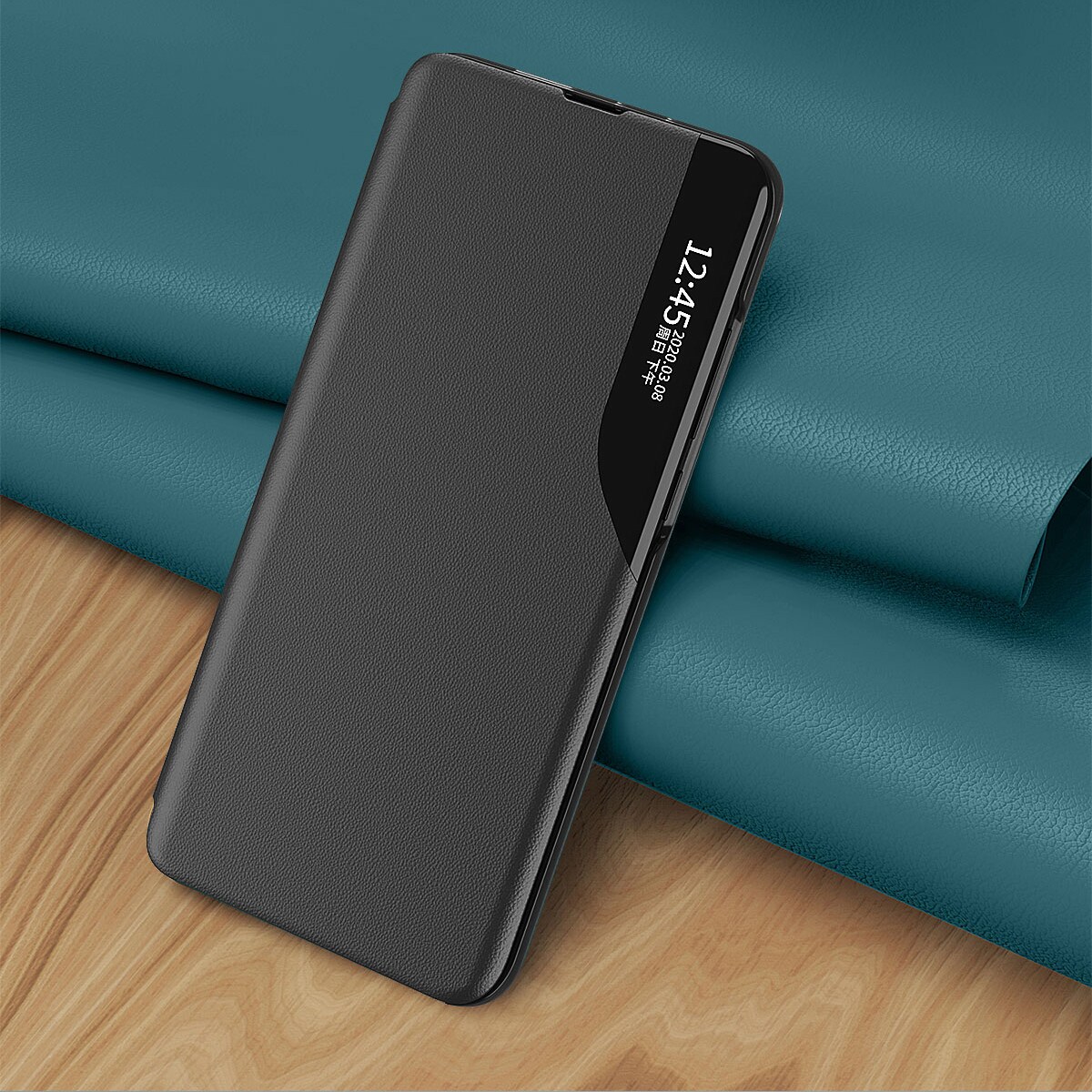Eco Leather View Case etui med flipcover og standerfunktion til Samsung Galaxy S22+ blå