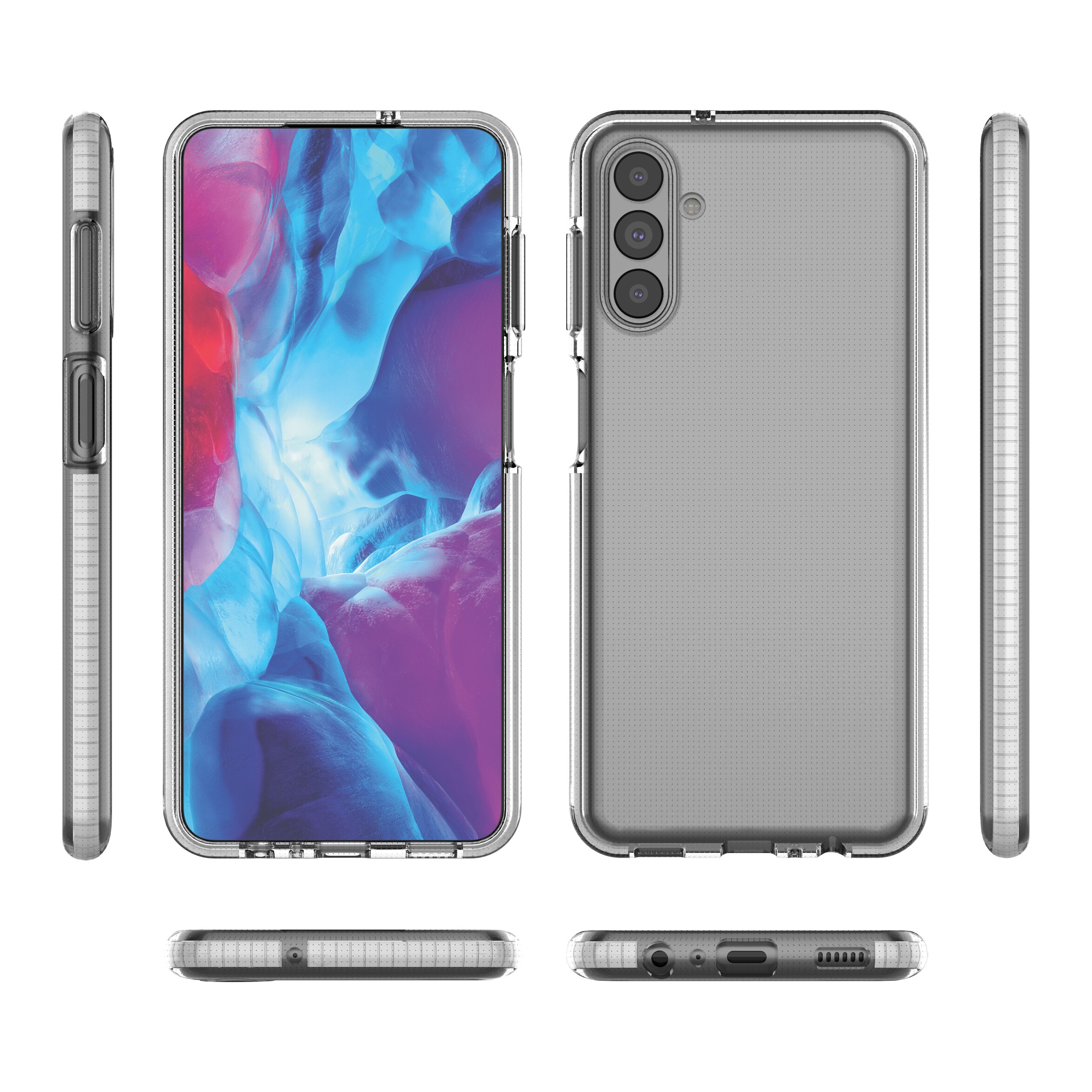 Spring Case cover gel cover med farvet ramme til Samsung Galaxy A13 5G sort