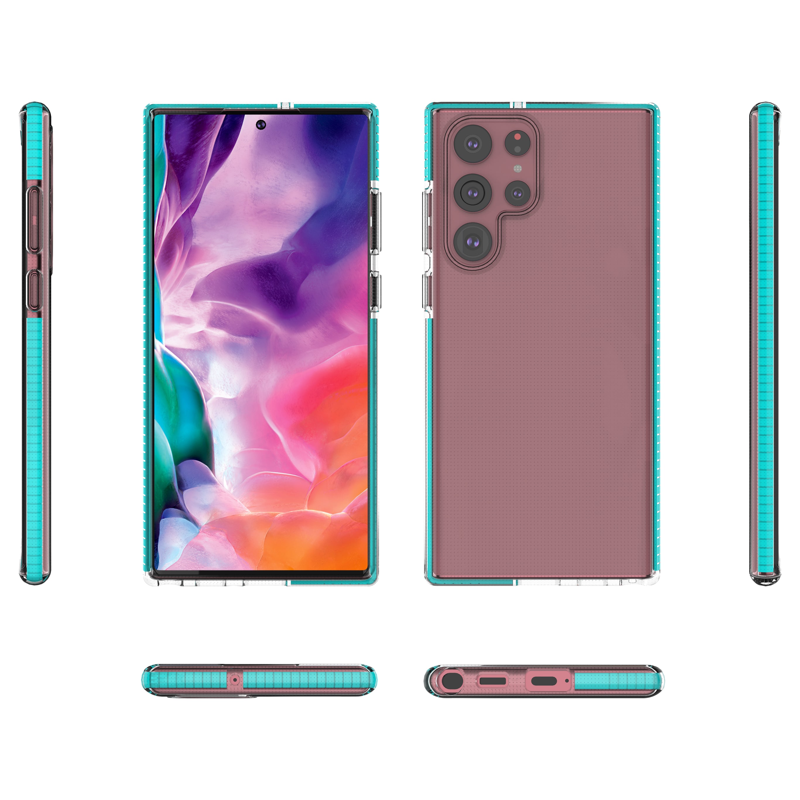 Spring Case cover gel cover med farvet ramme til Samsung Galaxy S22 Ultra light pink