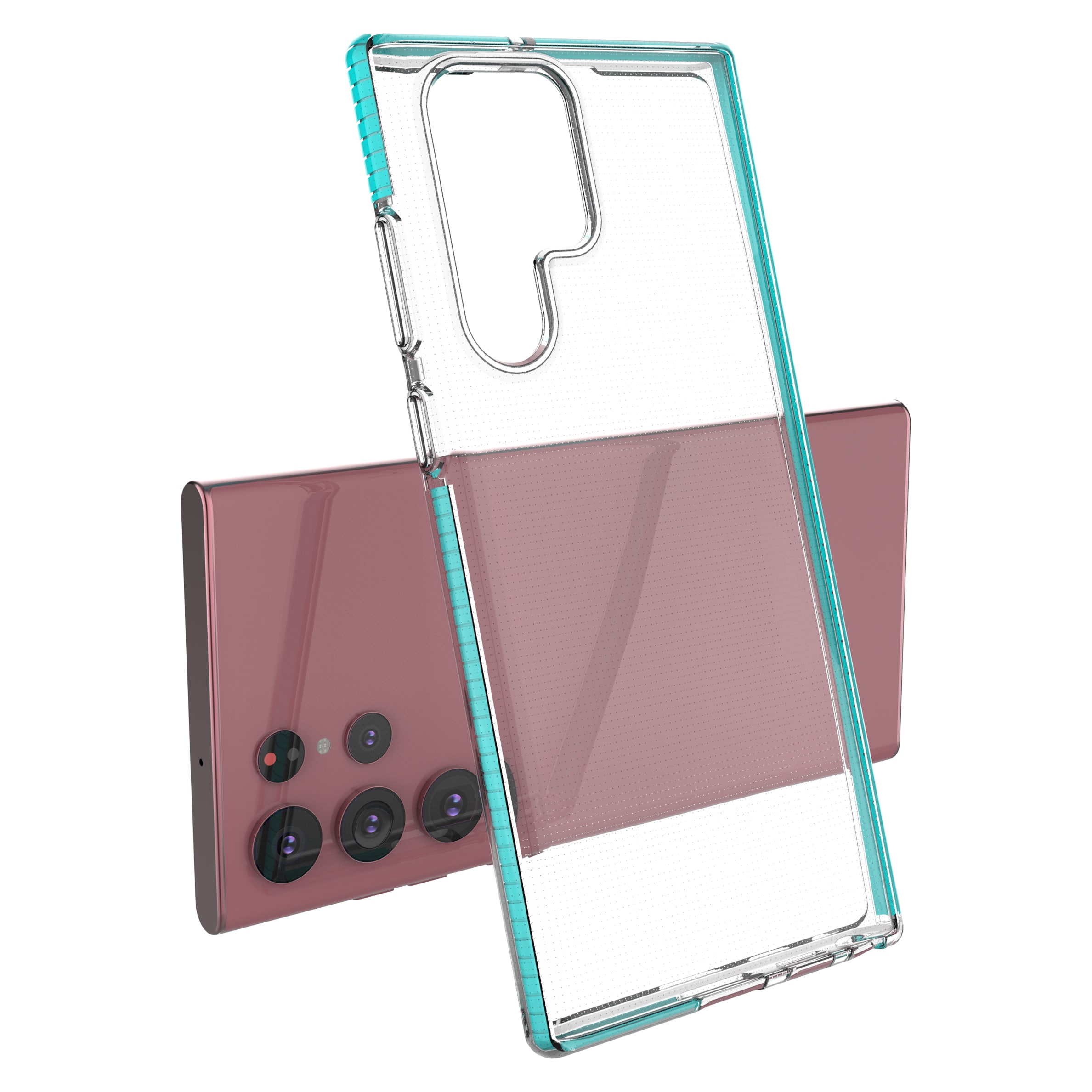 Spring Case cover gel cover med farvet ramme til Samsung Galaxy S22 Ultra light pink