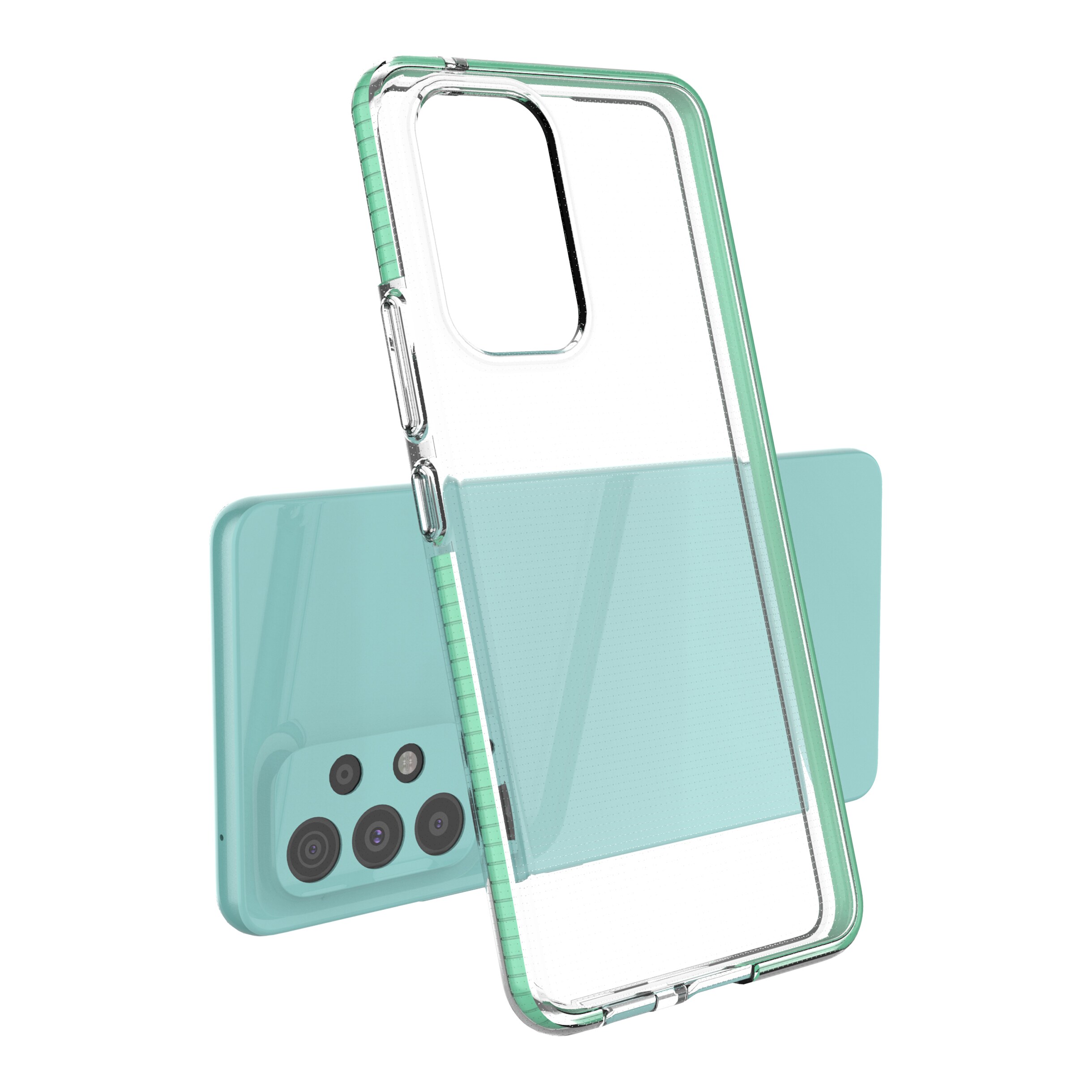 Spring Case cover gel cover med en farvet ramme til Samsung Galaxy A73 mørkeblå