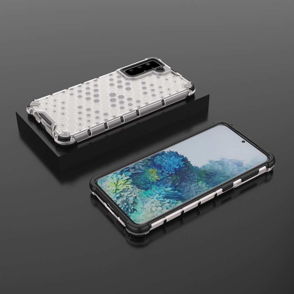 Honeycomb-fodral pansarskydd med en gelram för Samsung Galaxy S22 + (S22 Plus) transparent