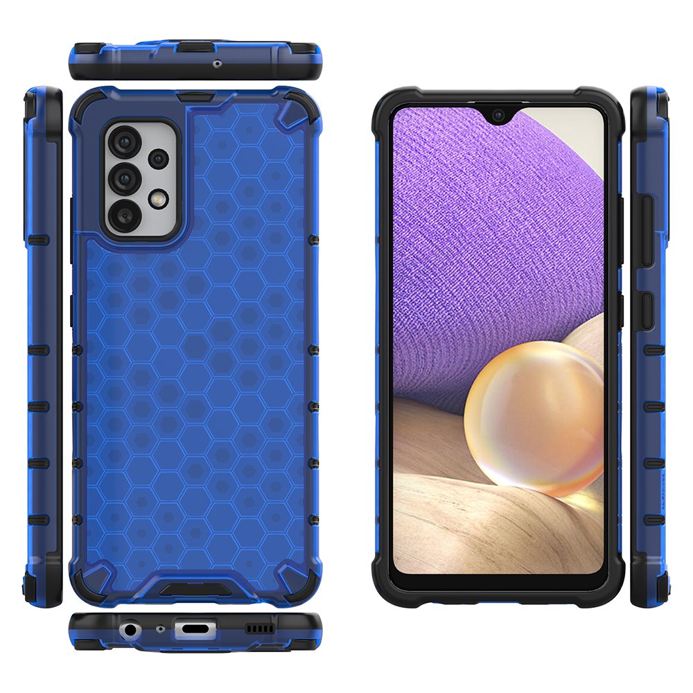Honeycomb-fodral pansarskydd med en gelram för Samsung Galaxy A03s (166.5) blå